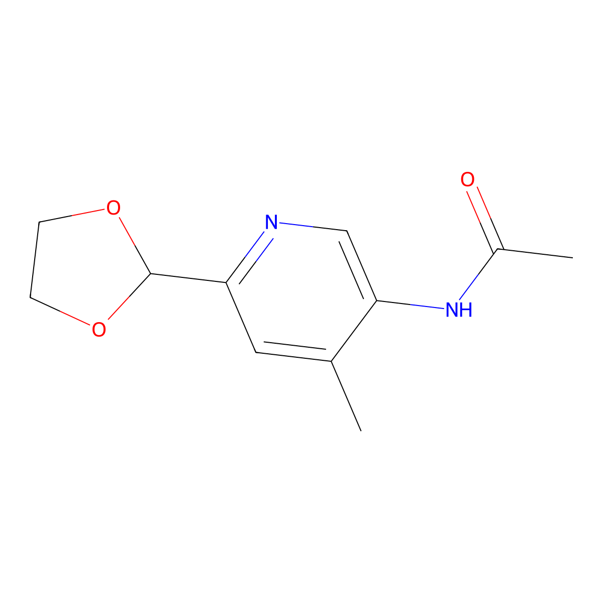 Acetamide, N-[6-(1,3-dioxolan-2-yl)-4-methyl-3-pyridinyl]- molecular structure, CAS 143621-41-4