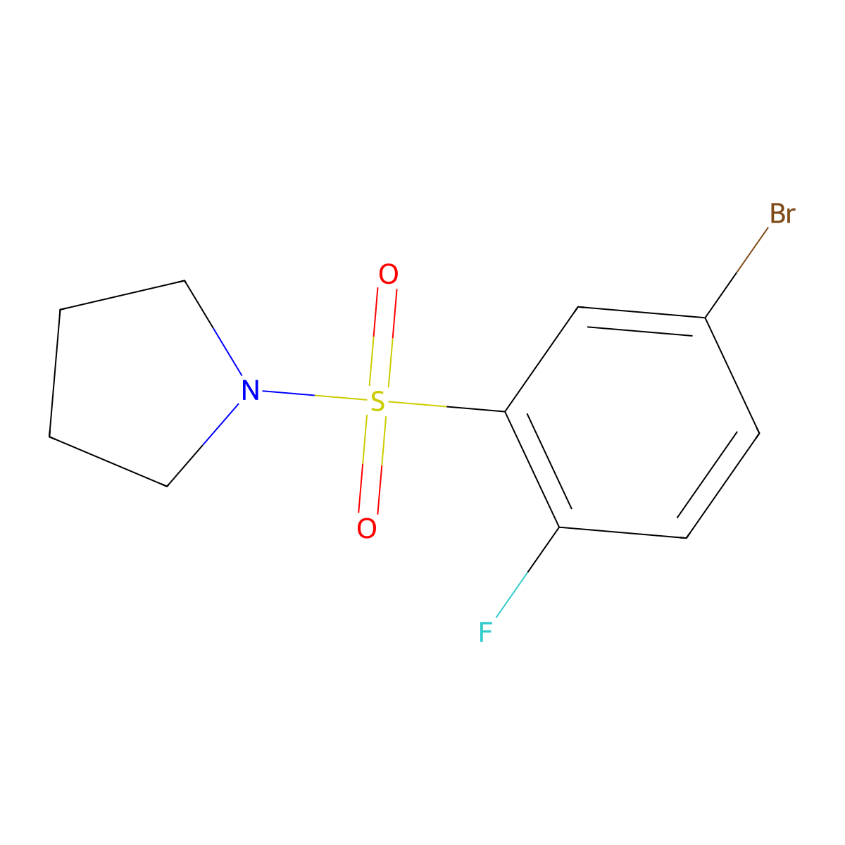 1-((5-Bromo-2-fluorophenyl)sulfonyl)pyrrolidine molecular structure, CAS 1436232-71-1