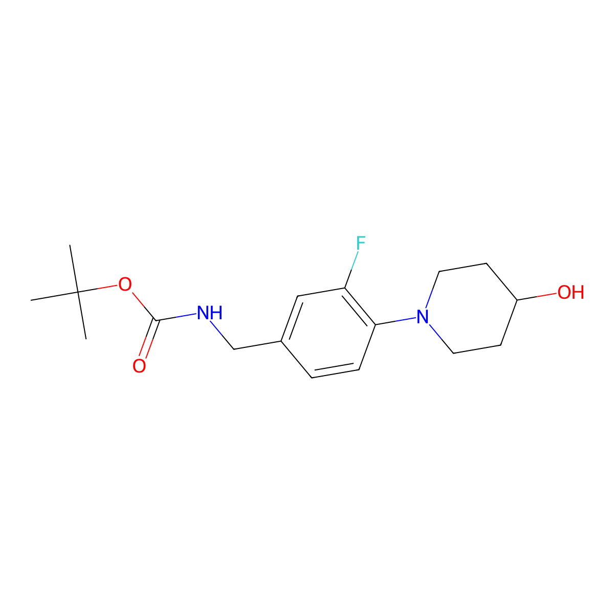 Tert-butyl N-{[3-fluoro-4-(4-hydroxypiperidin-1-YL)phenyl]methyl}carbamate molecular structure, CAS 1436262-86-0