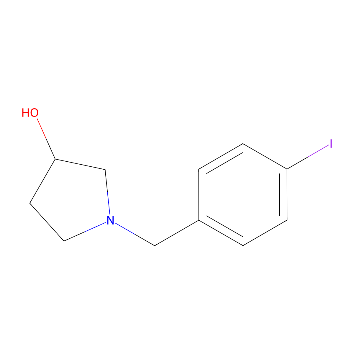 (R)-1-(4-Iodobenzyl)pyrrolidin-3-ol molecular structure, CAS 1436268-17-5