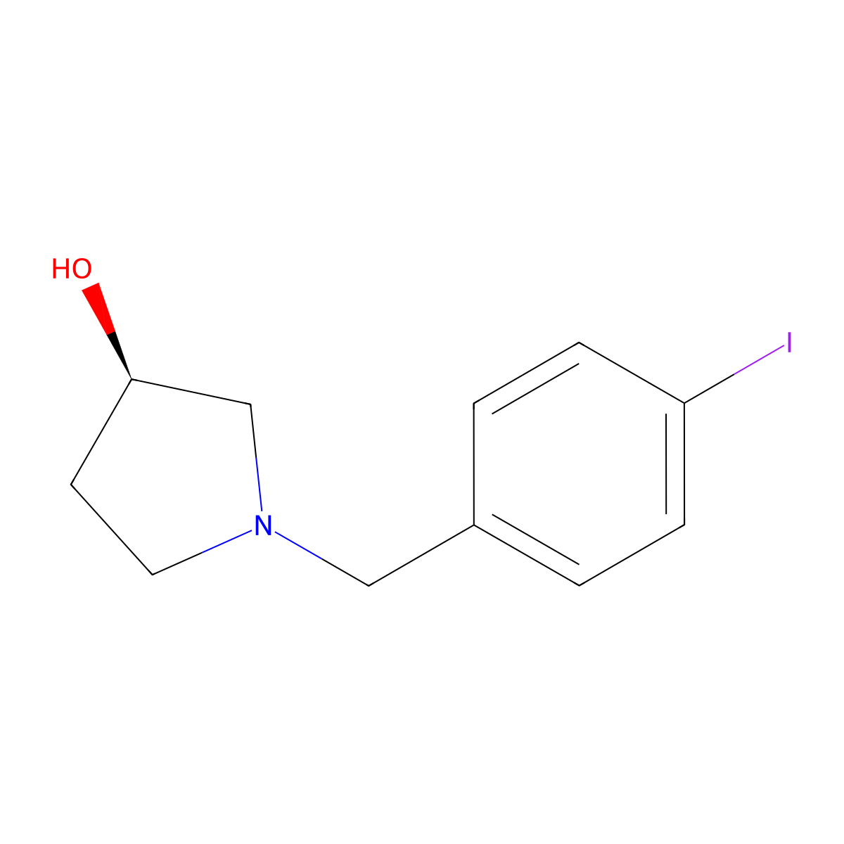 (R)-1-(4-Iodobenzyl)pyrrolidin-3-ol molecular structure, CAS 1436268-17-5