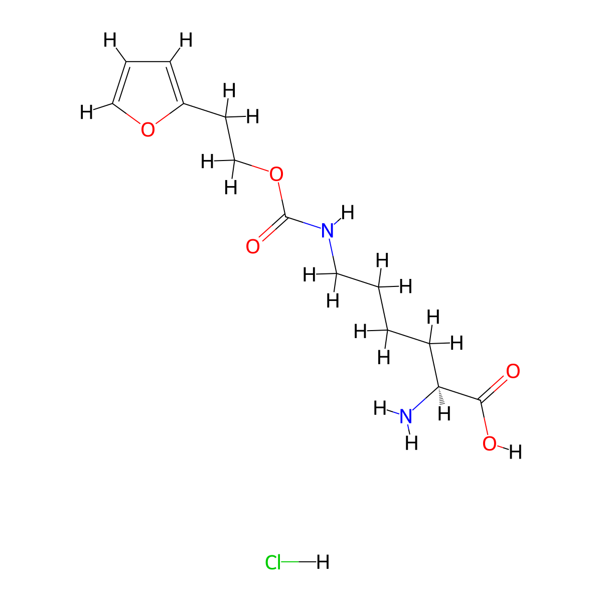 (2S)-2-amino-6-({[2-(furan-2-yl)ethoxy]carbonyl}amino)hexanoicacidhydrochloride molecular structure, CAS 1436381-92-8