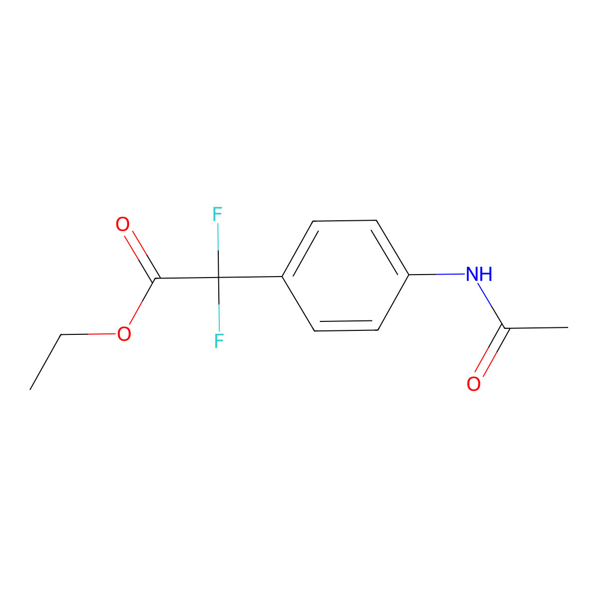 Benzeneacetic acid, 4-(acetylamino)-alpha,alpha-difluoro-, ethyl ester molecular structure, CAS 1436389-44-4