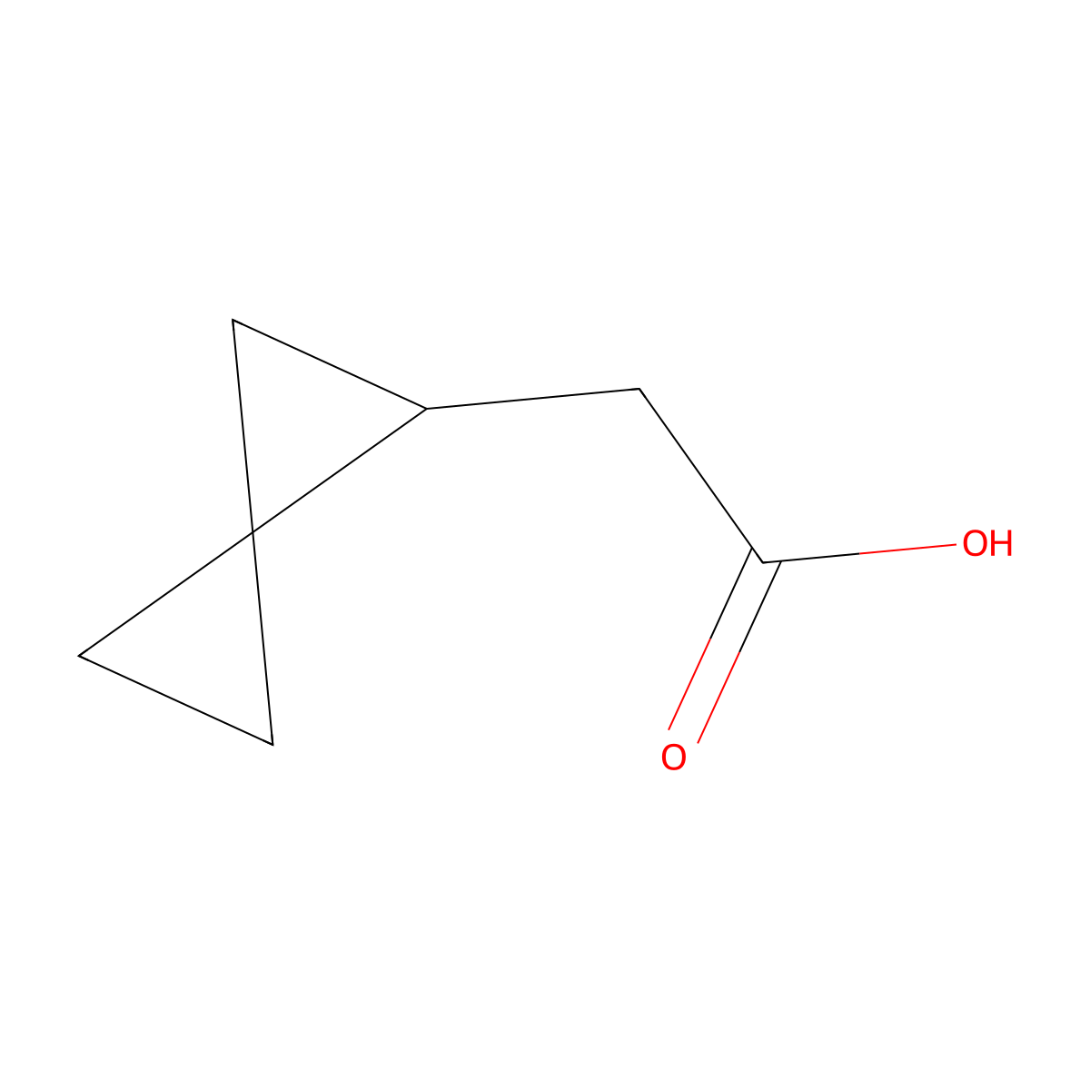 Spiropentaneacetic acid molecular structure, CAS 14364-43-3
