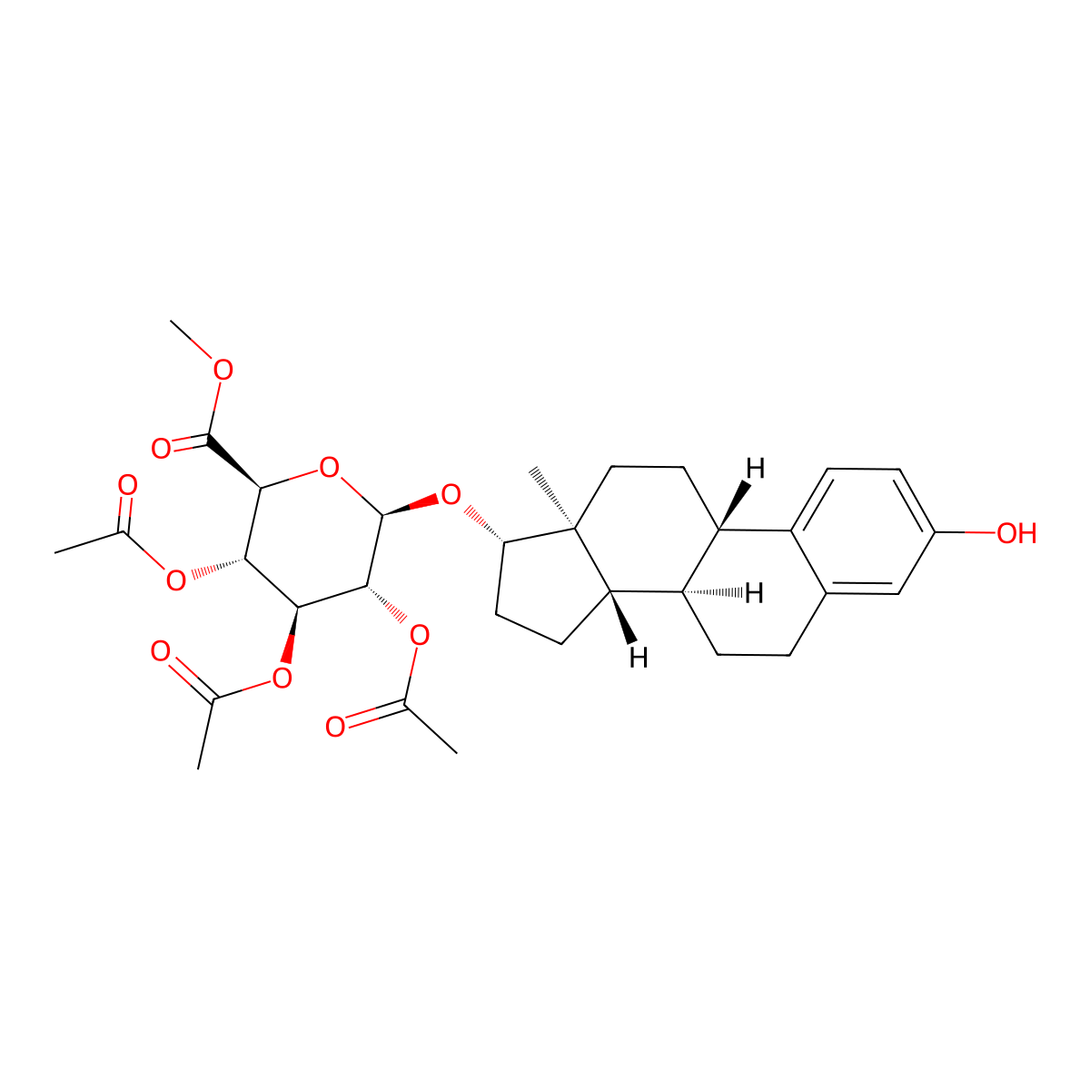 17B-Estradiol 17-(2,3,4-tri-O-acetyl-B-D-glucuronide methyl ester) molecular structure, CAS 14364-66-0
