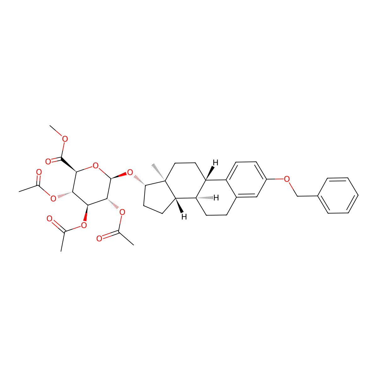 17B-Estradiol 3-O-benzyl 17-(2,3,4-tri-O-acetyl-B-D-glucuronide methyl ester) molecular structure, CAS 14364-98-8