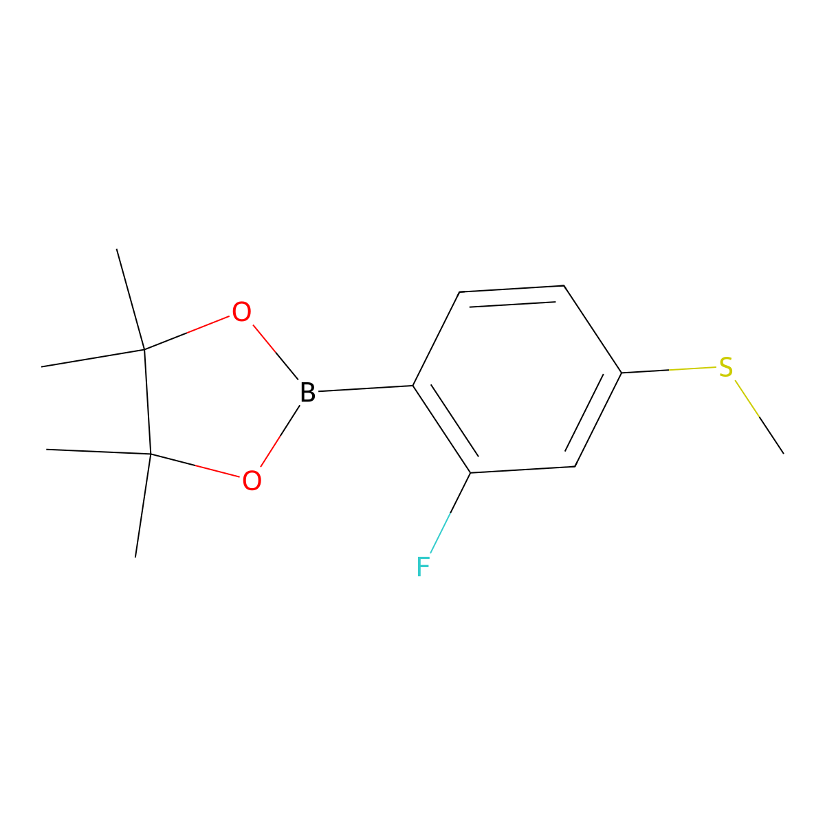 2-Fluoro-4-methylthiophenylboronic acid pinacol ester molecular structure, CAS 1436431-16-1