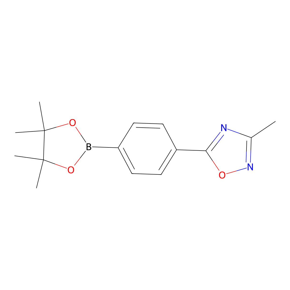 3-Methyl-5-[4-(4,4,5,5-tetramethyl-1,3,2-dioxaborolan-2-yl)phenyl]-1,2,4-oxadiazole molecular structure, CAS 1436434-03-5