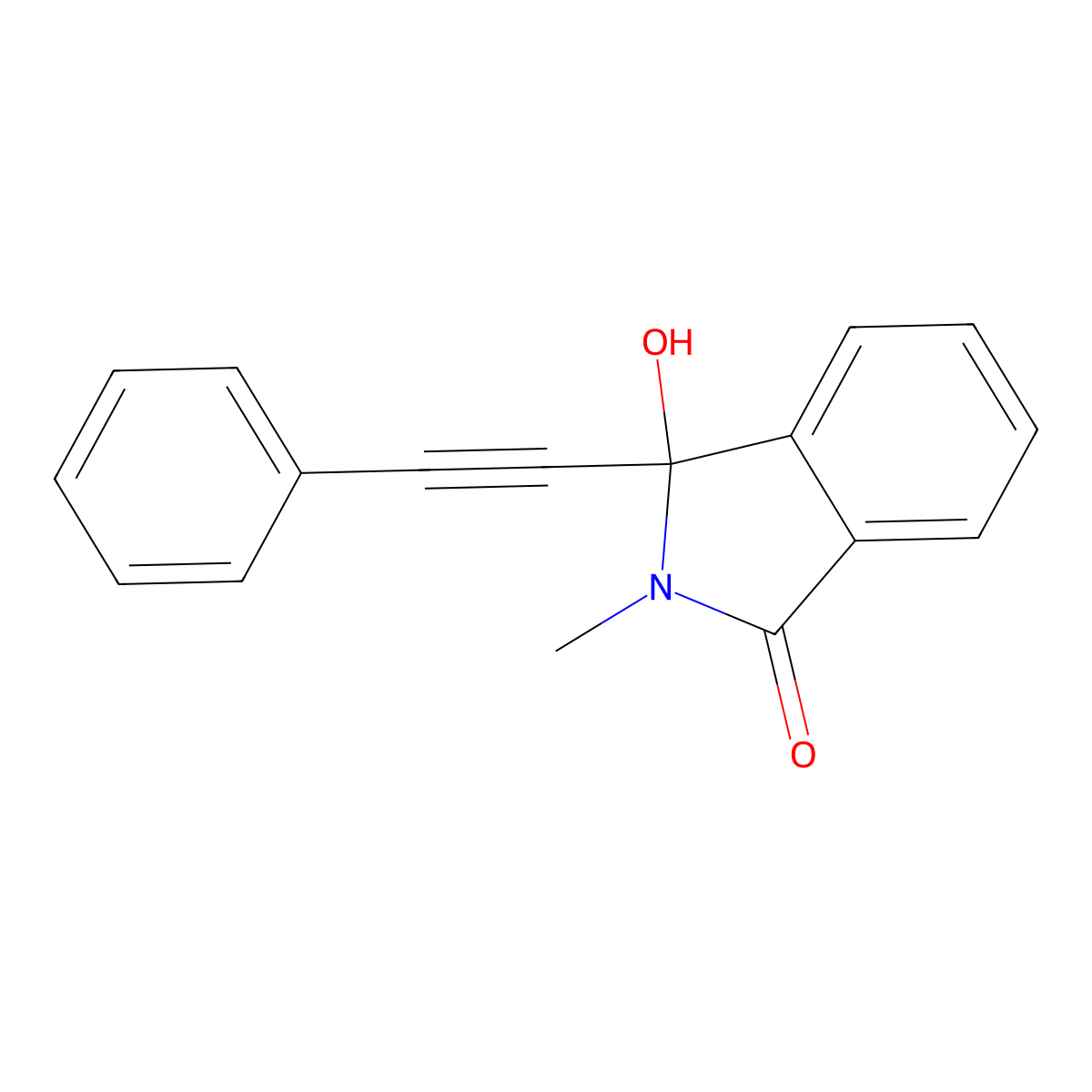 3-Hydroxy-2-methyl-3-(2-phenylethynyl)-1-isoindolinone molecular structure, CAS 143647-54-5