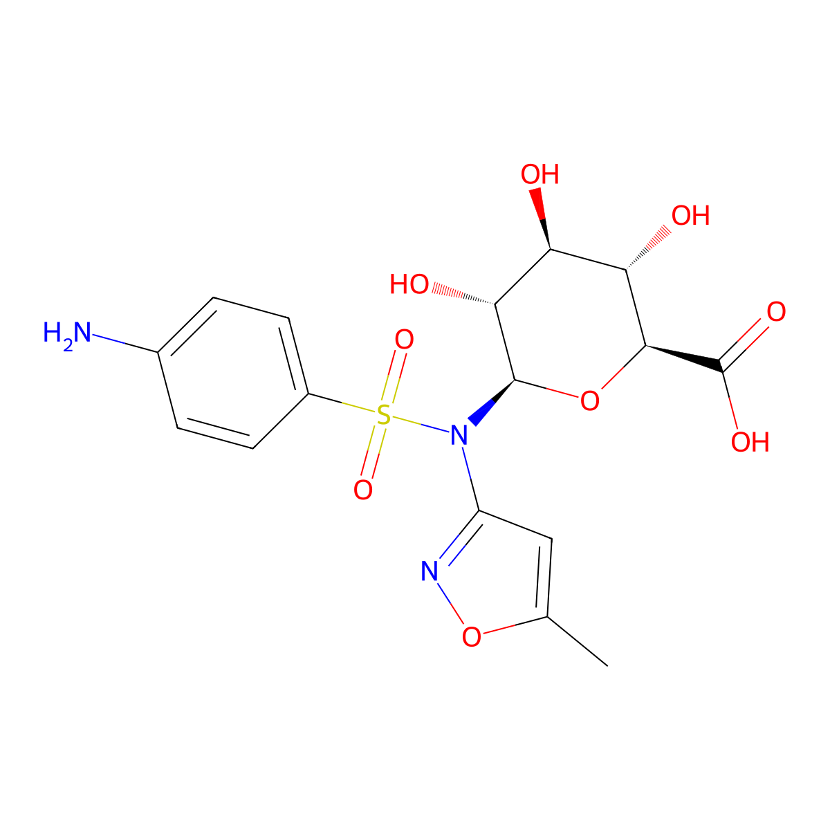 Sulfamethoxazole b-D-glucuronide molecular structure, CAS 14365-52-7
