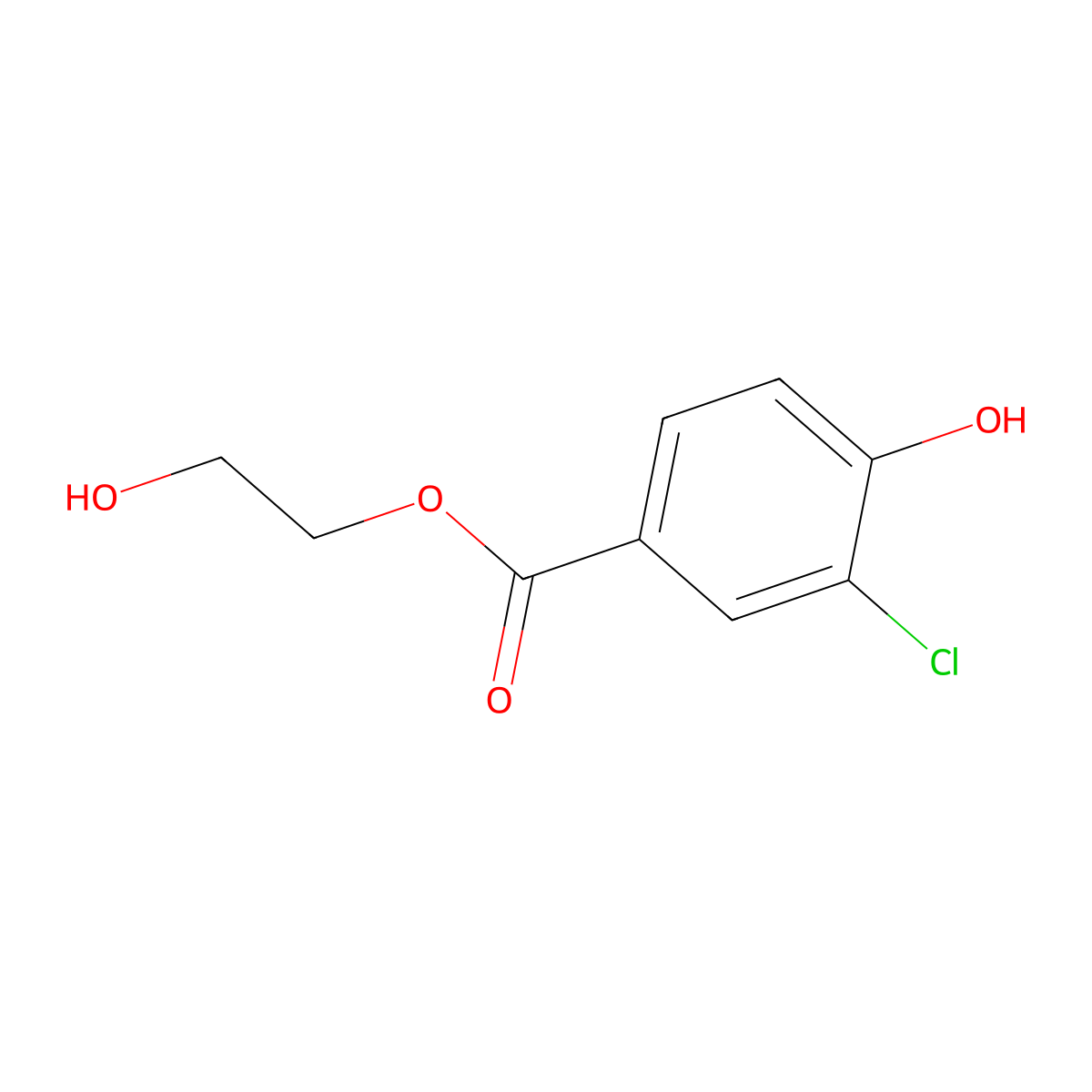 2-Hydroxyethyl 3-chloro-4-hydroxybenzoate molecular structure, CAS 143650-89-9