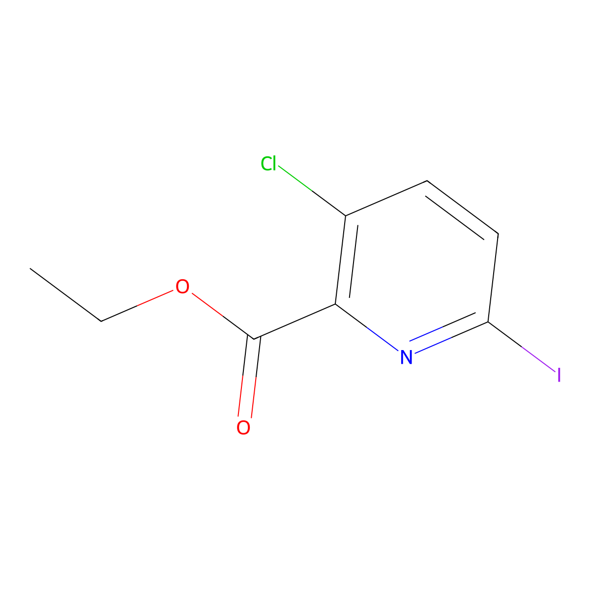 Ethyl 3-chloro-6-iodopicolinate molecular structure, CAS 1436504-90-3