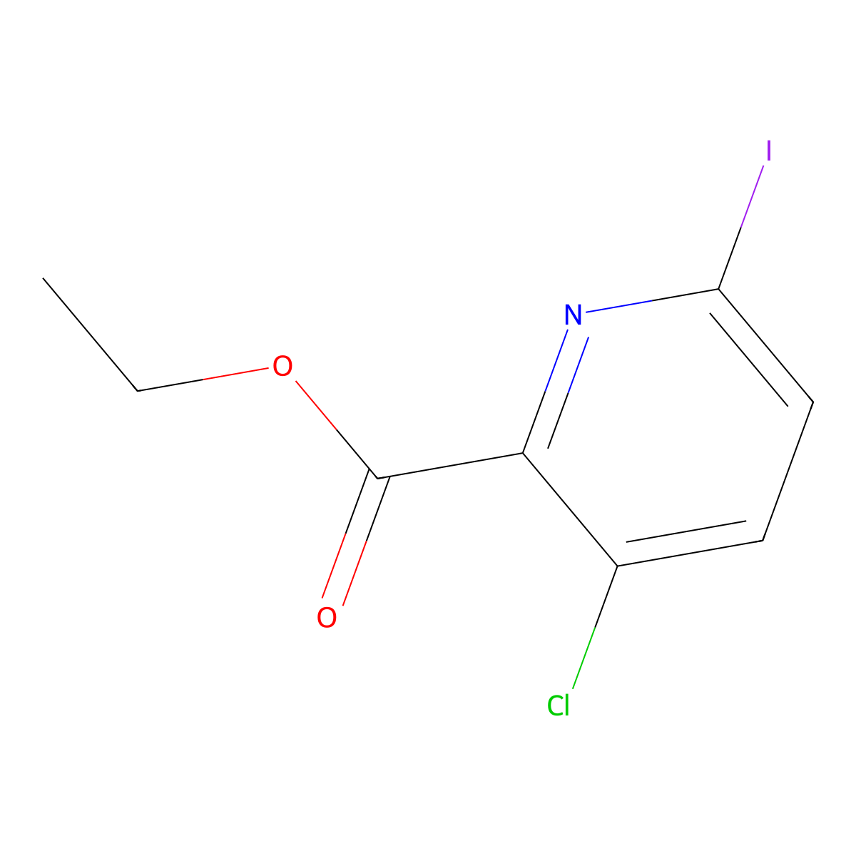 Ethyl 3-chloro-6-iodopicolinate molecular structure, CAS 1436504-90-3