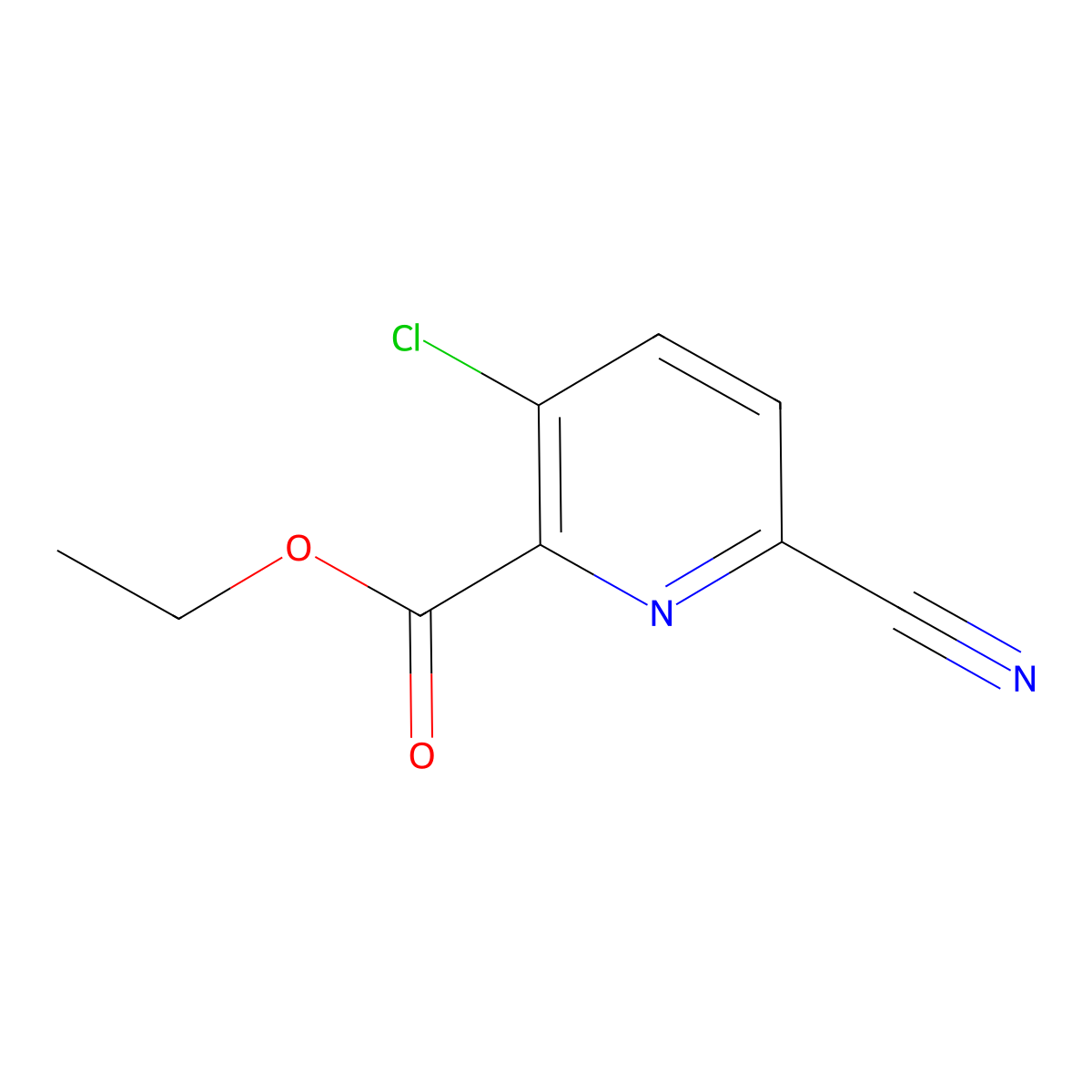 Ethyl 3-chloro-6-cyanopicolinate molecular structure, CAS 1436504-94-7