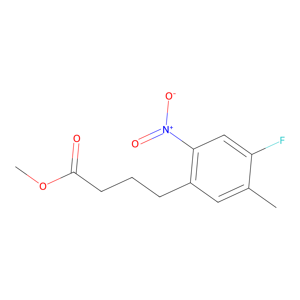 Methyl 4-(4-fluoro-5-methyl-2-nitrophenyl)butanoate molecular structure, CAS 143655-55-4