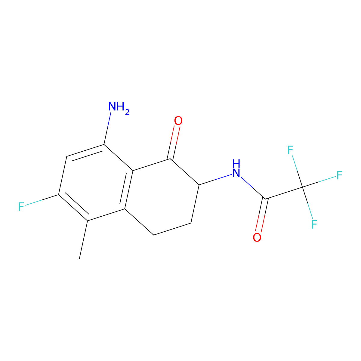 N-(8-Amino-6-fluoro-5-methyl-1-oxo-1,2,3,4-tetrahydronaphthalen-2-yl)-2,2,2-trifluoroacetamide molecular structure, CAS 143655-60-1