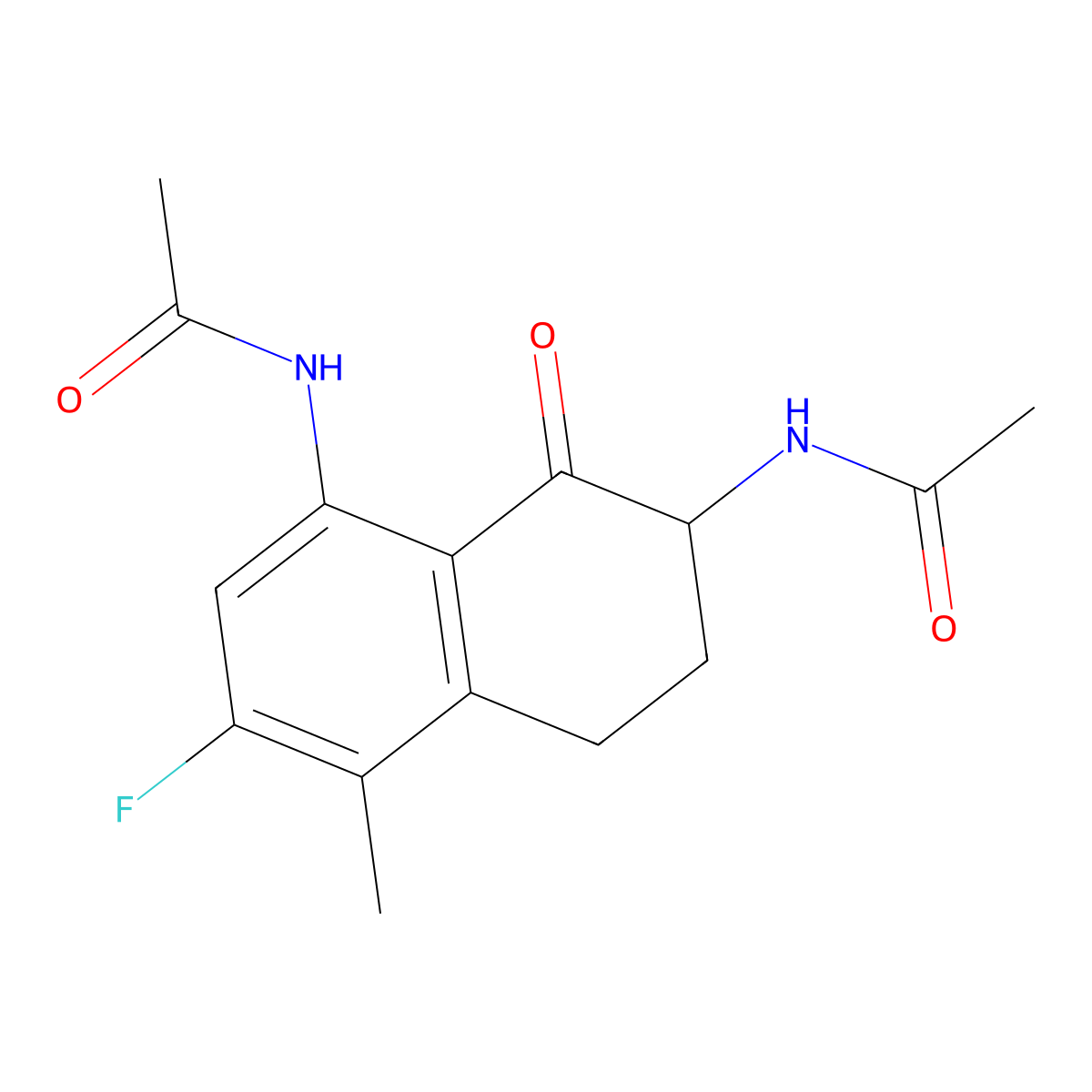 N,N'-(3-Fluoro-4-methyl-8-oxo-5,6,7,8-tetrahydronaphthalene-1,7-diyl)diacetamide molecular structure, CAS 143655-70-3