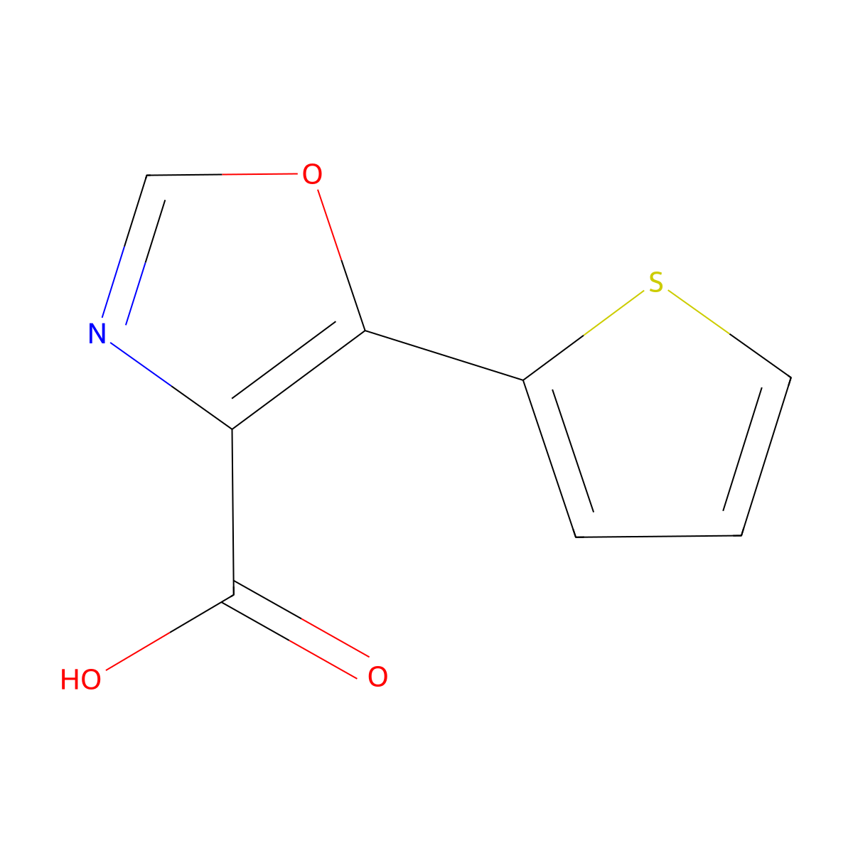 5-(Thiophen-2-yl)-1,3-oxazole-4-carboxylic acid molecular structure, CAS 143659-15-8