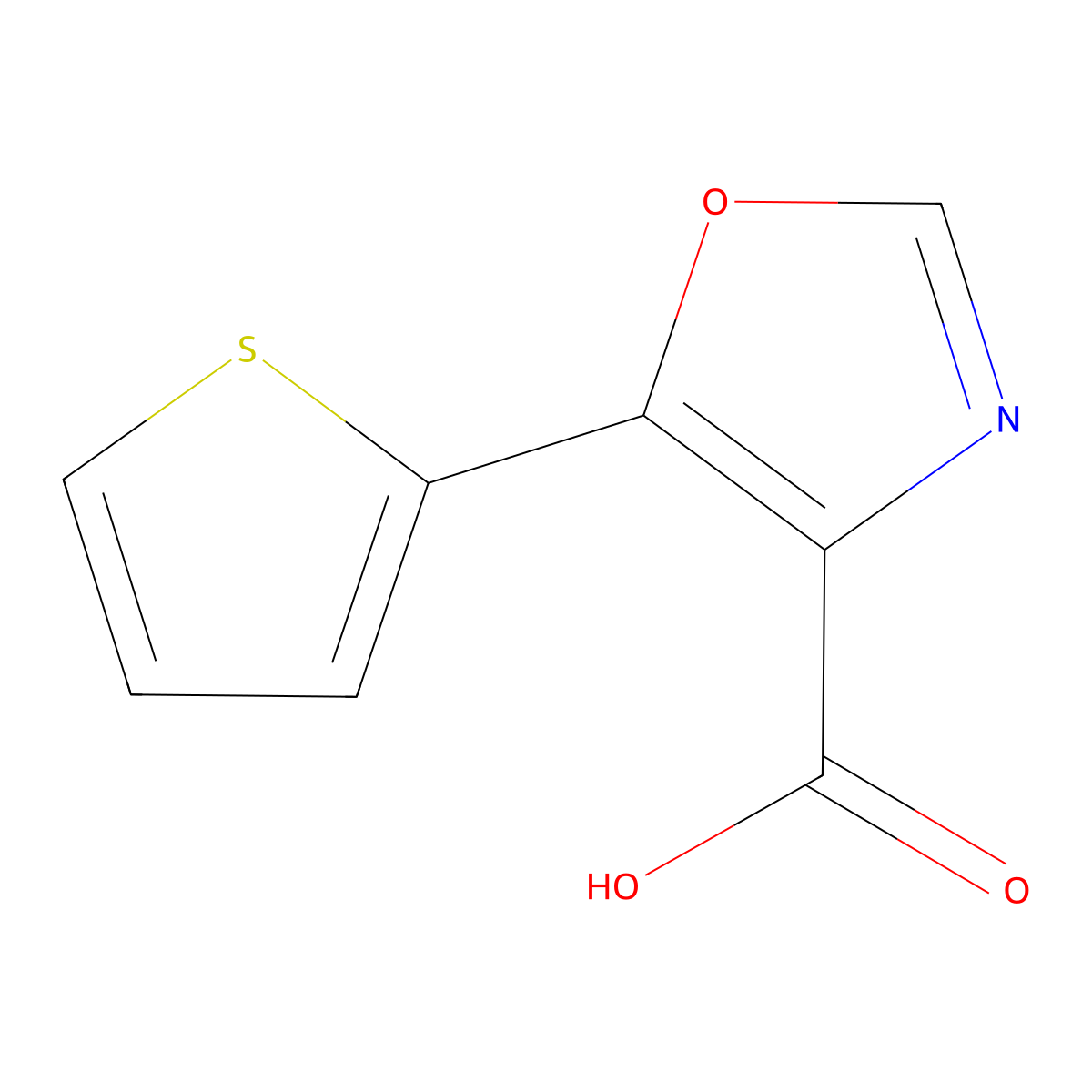 5-(Thiophen-2-yl)-1,3-oxazole-4-carboxylic acid molecular structure, CAS 143659-15-8