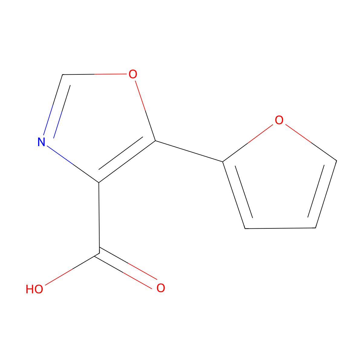 5-(Furan-2-yl)-1,3-oxazole-4-carboxylic acid molecular structure, CAS 143659-16-9