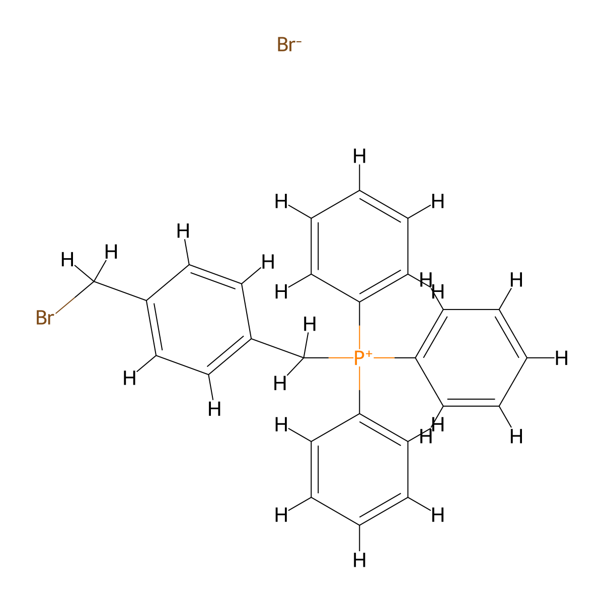 ((4-(Bromomethyl)phenyl)methyl)(triphenyl)phosphanium bromide molecular structure, CAS 14366-74-6