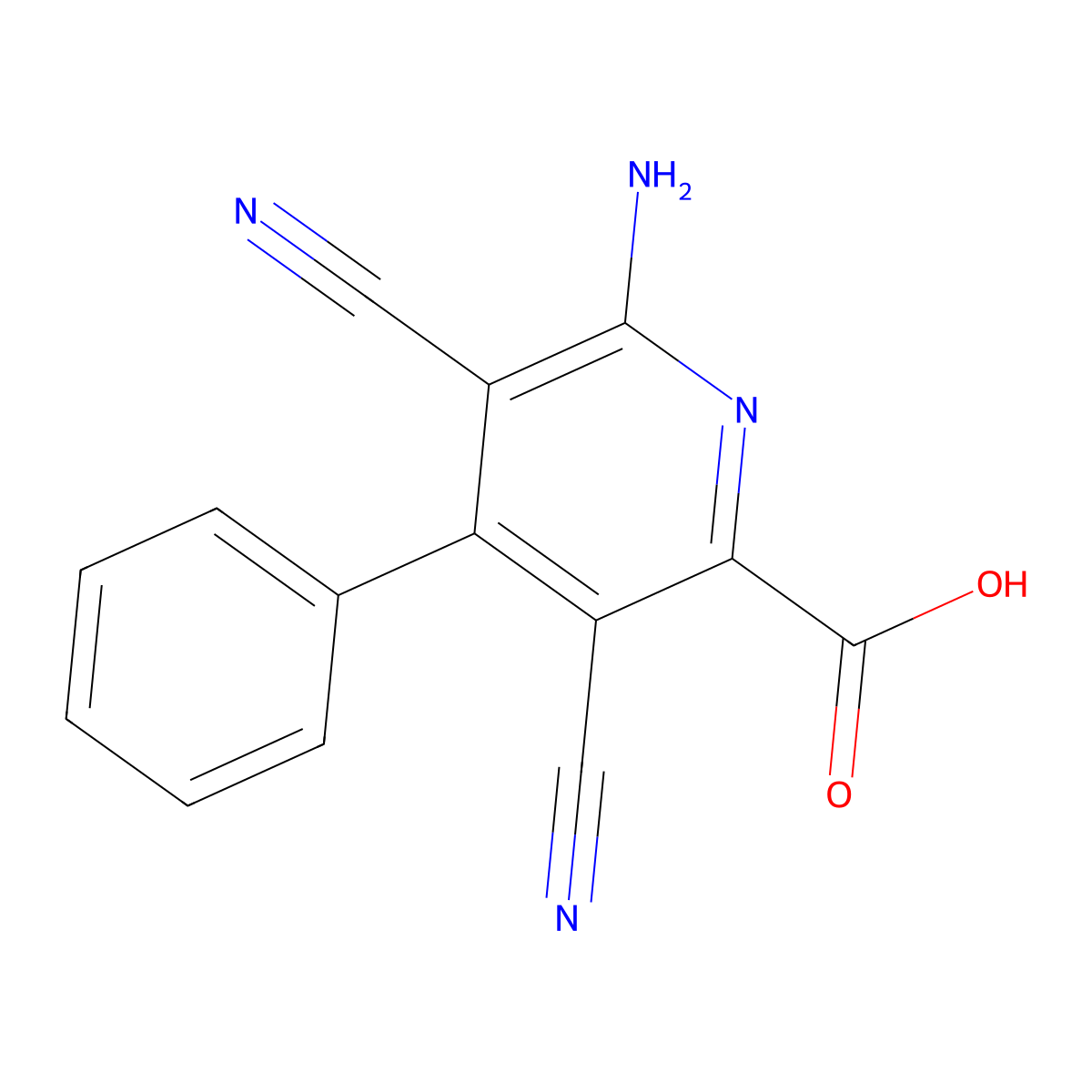 6-Amino-3,5-dicyano-4-phenylpicolinic acid molecular structure, CAS 143660-08-6