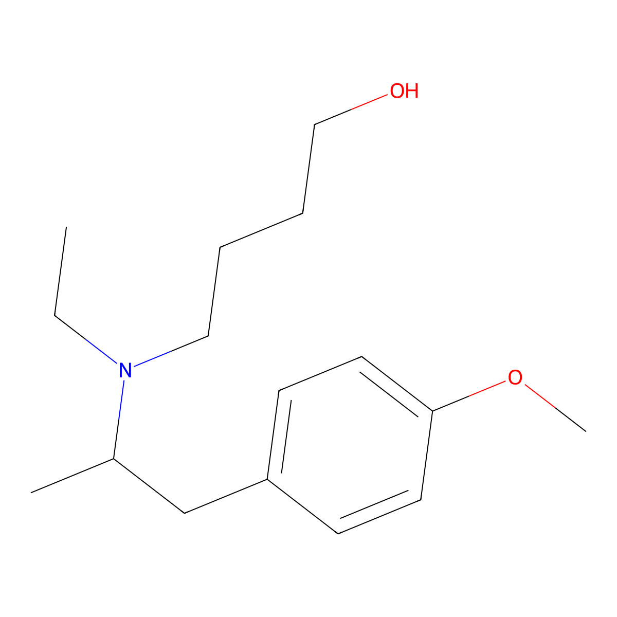 4-(Ethyl(2-(4-methoxyphenyl)-1-methylethyl)amino)-1-butanol molecular structure, CAS 14367-47-6