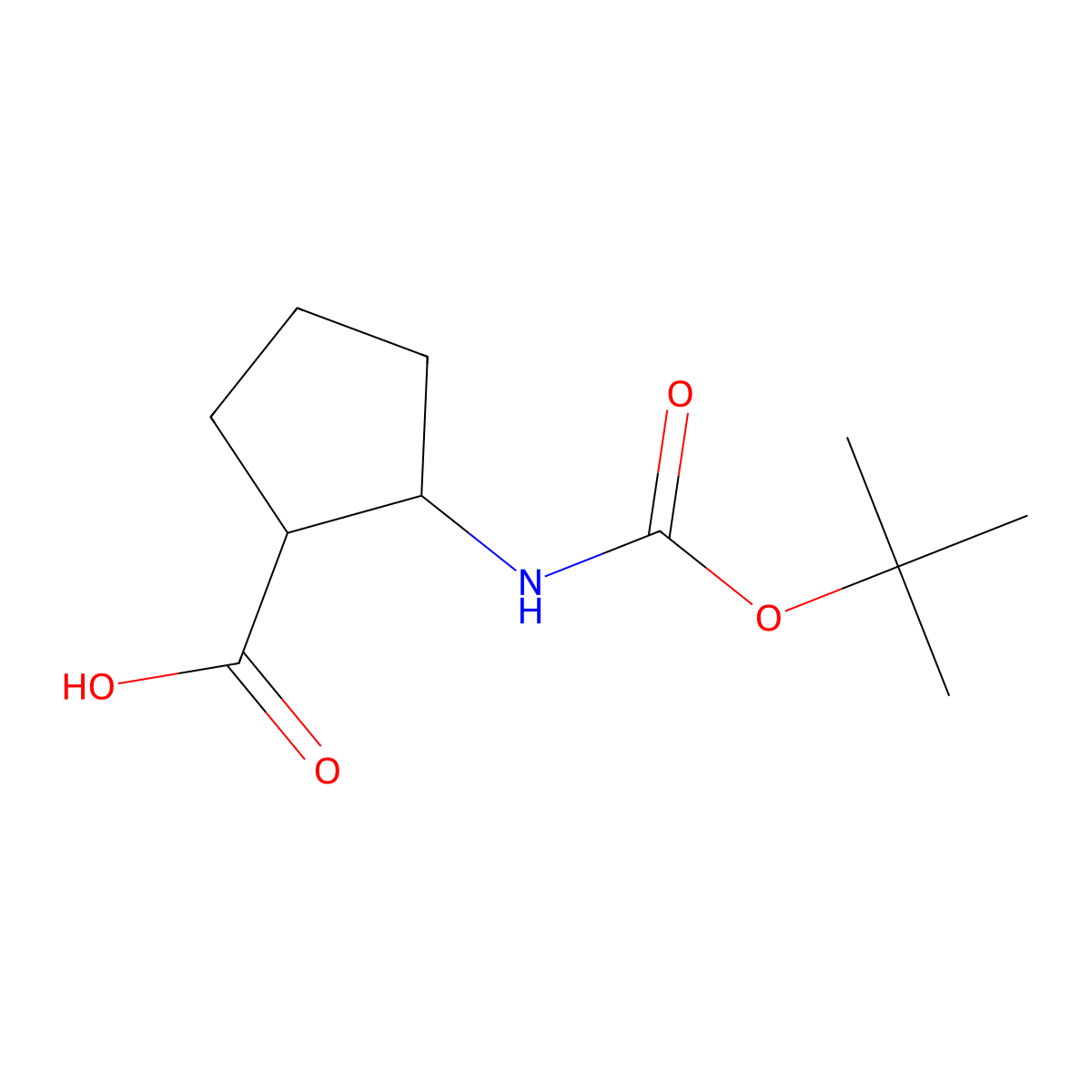(1S,2S)-2-{[(tert-butoxy)carbonyl]amino}cyclopentane-1-carboxylic acid molecular structure, CAS 143679-80-5