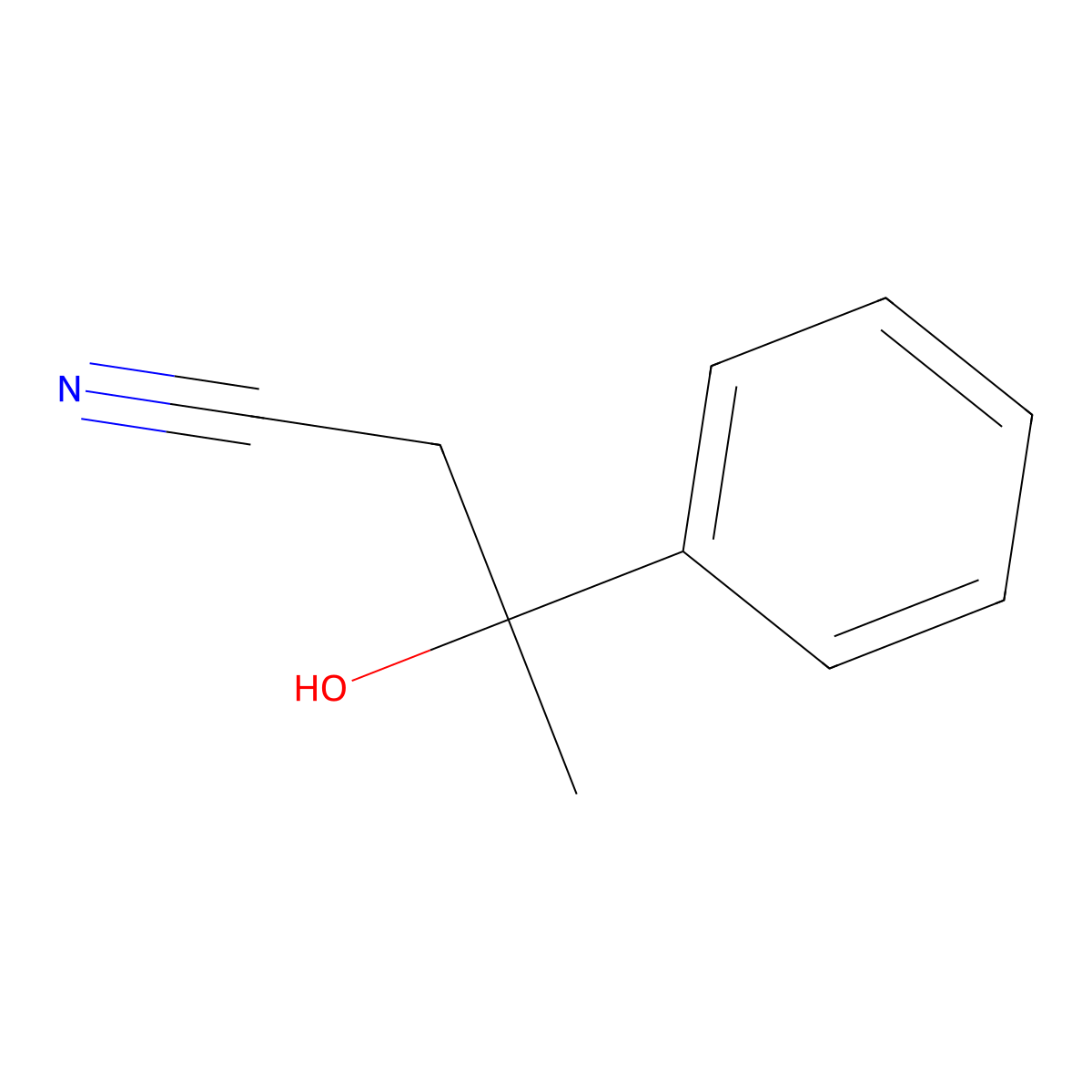 3-Hydroxy-3-phenylbutanenitrile molecular structure, CAS 14368-31-1