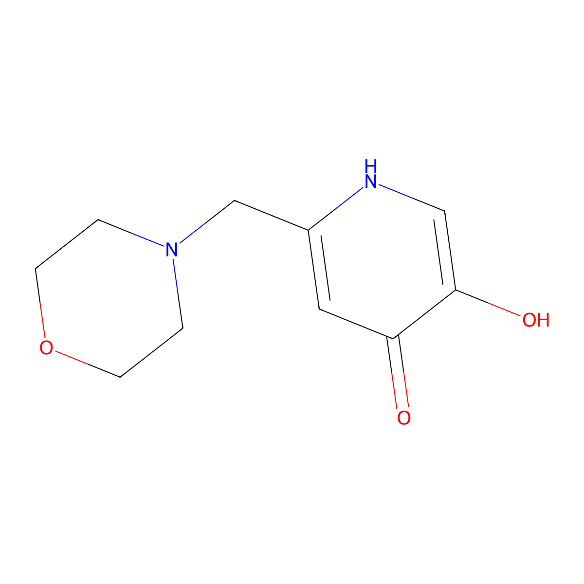 5-hydroxy-2-(morpholin-4-ylmethyl)pyridin-4(1H)-one molecular structure, CAS 1436831-50-3