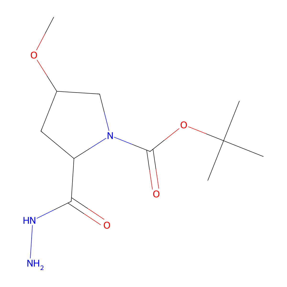 tert-butyl (2S,4R)-2-(hydrazinecarbonyl)-4-methoxypyrrolidine-1-carboxylate molecular structure, CAS 1436862-50-8