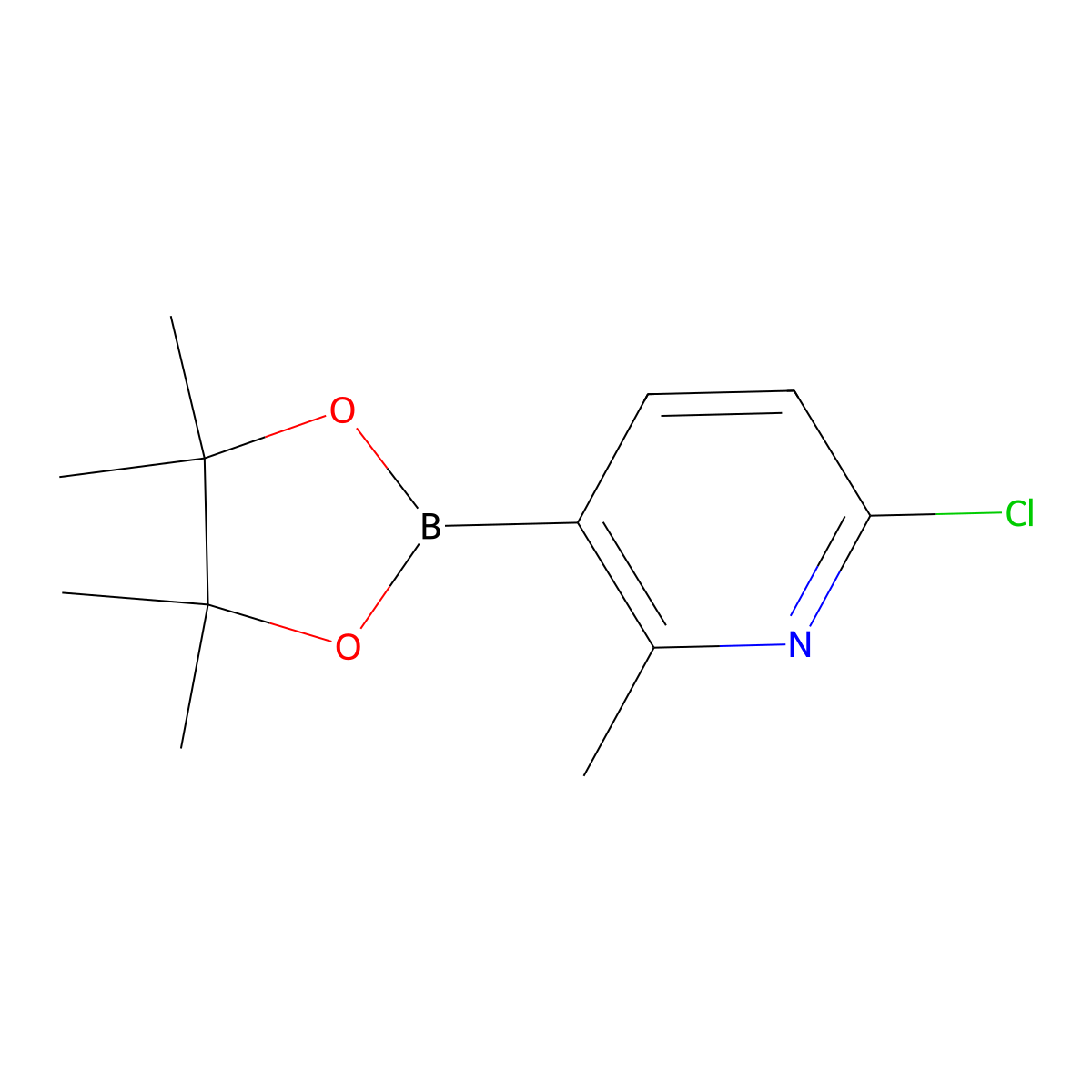 6-Chloro-2-methyl-3-(4,4,5,5-tetramethyl-1,3,2-dioxaborolan-2-YL)pyridine molecular structure, CAS 1436866-79-3