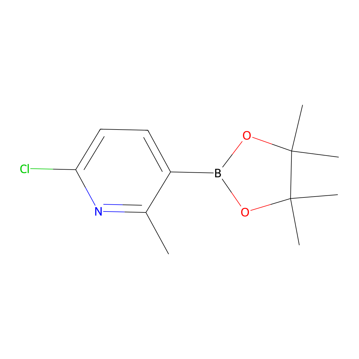 6-Chloro-2-methyl-3-(4,4,5,5-tetramethyl-1,3,2-dioxaborolan-2-YL)pyridine molecular structure, CAS 1436866-79-3