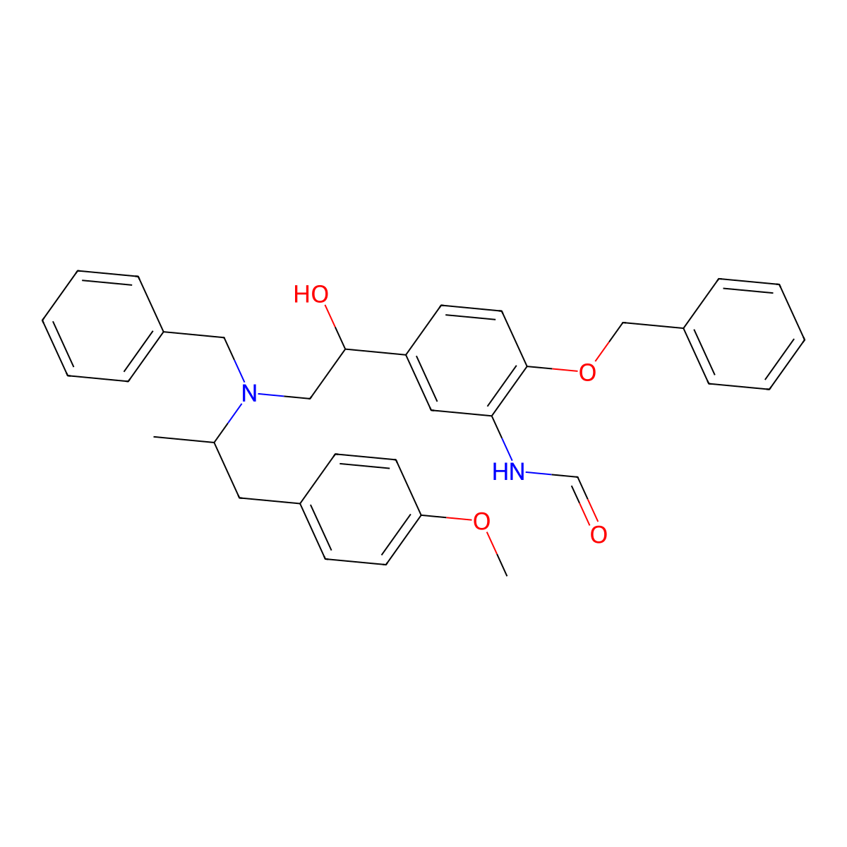 (R*,R*)-(+-)-N-[-5-[1-idrossi-2-[[2-(4-metossifenil)-1-metiletil]-(fenilmetil)amino]etil]-2-(fenilmetossi)fenil]-formamide molecular structure, CAS 143687-23-4