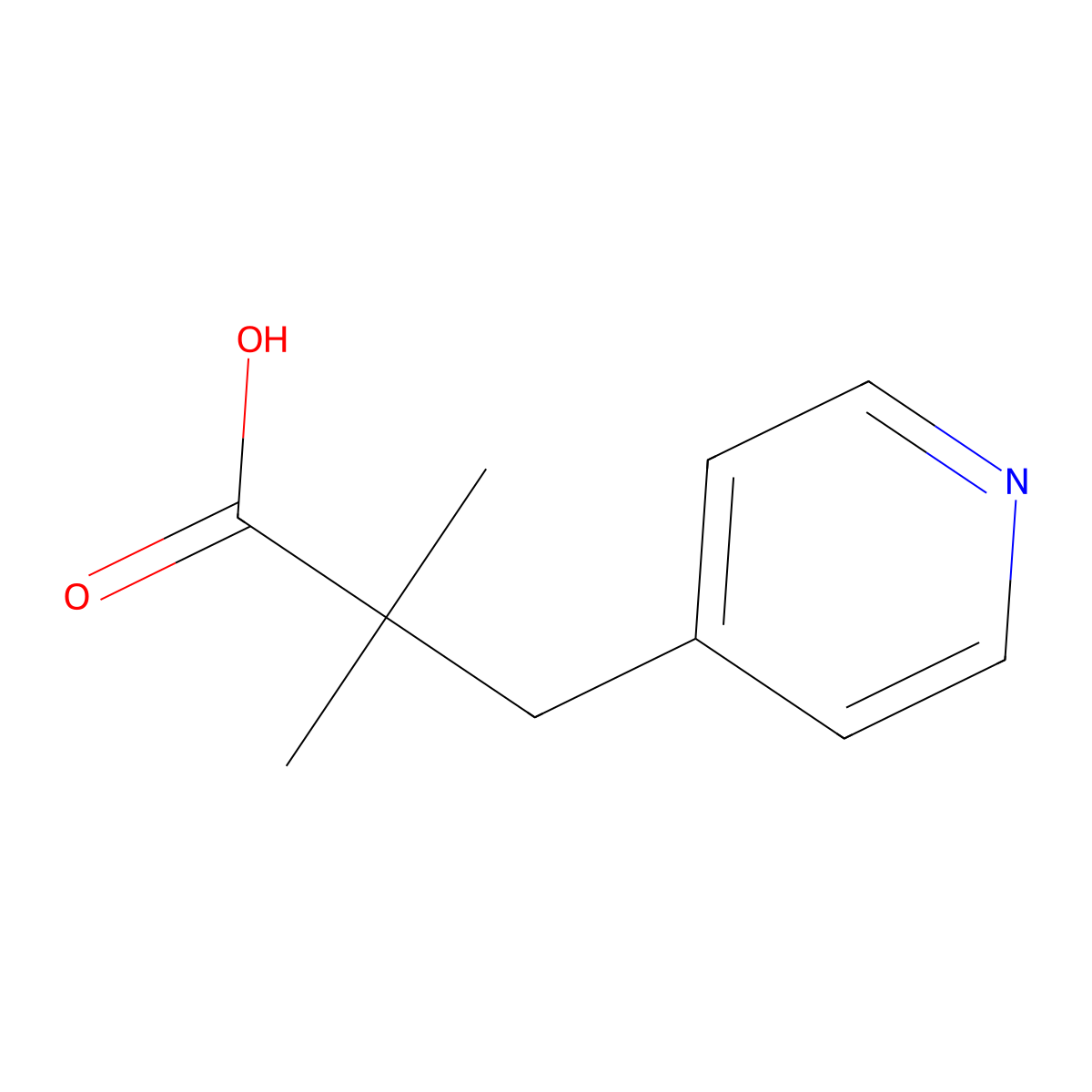 2,2-Dimethyl-3-(pyridin-4-yl)propanoic acid molecular structure, CAS 143688-48-6