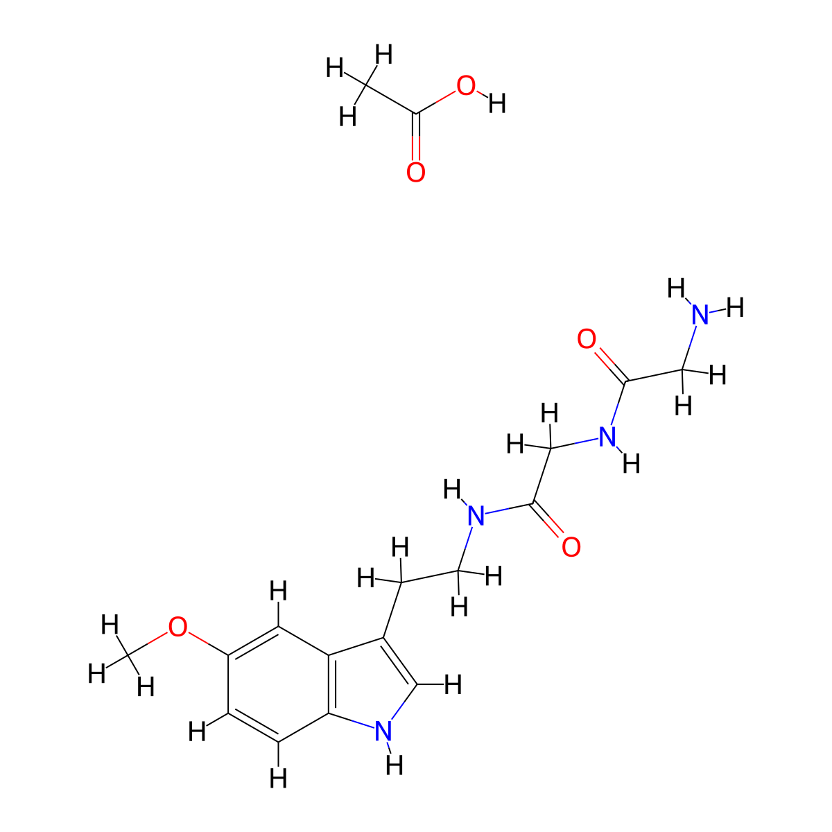 Acetamide, 2-(2-aminoacetamido)-N-(2-(5-methoxyindol-3-yl)ethyl)-, monoacetate molecular structure, CAS 14369-55-2