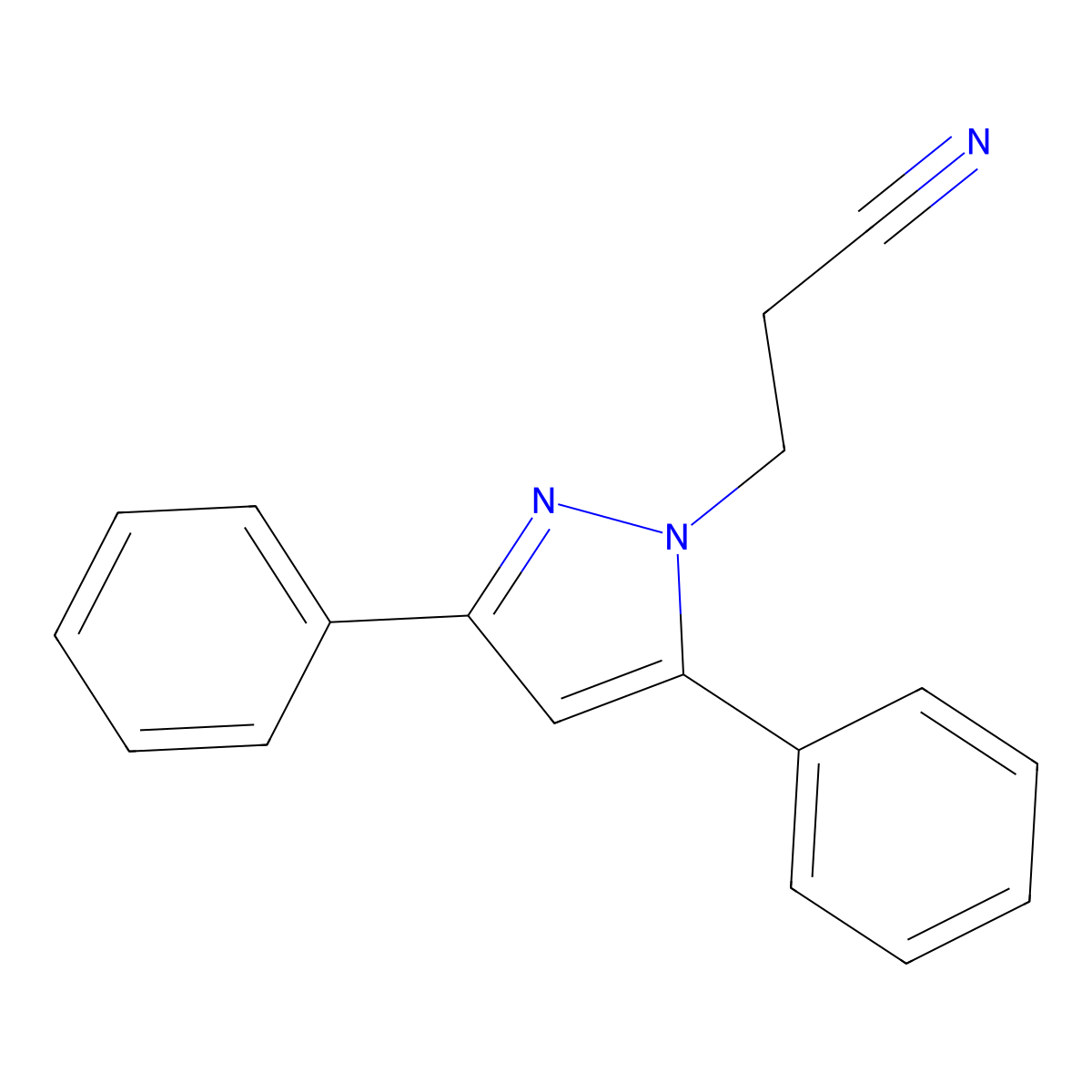 3-(3,5-diphenyl-1H-pyrazol-1-yl)propanenitrile molecular structure, CAS 1437-14-5