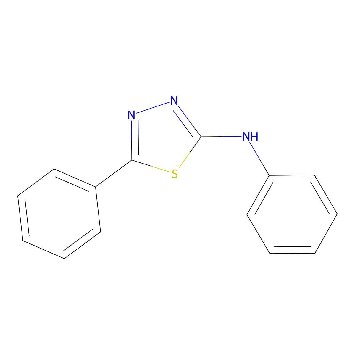 N,5-diphenyl-1,3,4-thiadiazol-2-amine molecular structure, CAS 1437-57-6