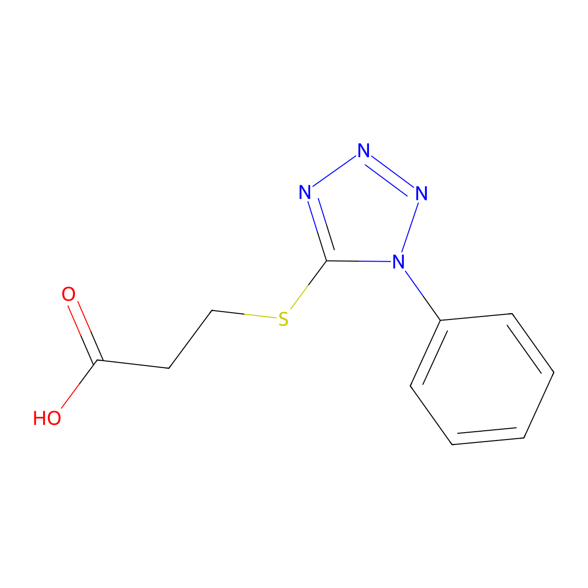 3-[(1-Phenyl-1H-tetrazol-5-yl)thio]propanoic acid molecular structure, CAS 1437-67-8