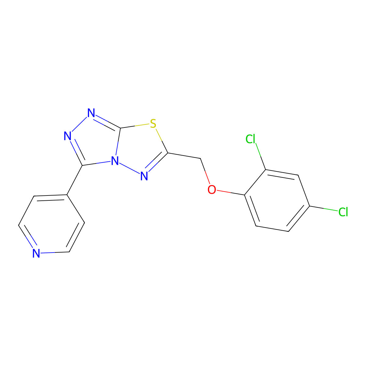 6-[(2,4-Dichlorophenoxy)methyl]-3-pyridin-4-yl-[1,2,4]triazolo[3,4-b][1,3,4]thiadiazole molecular structure, CAS 143700-69-0