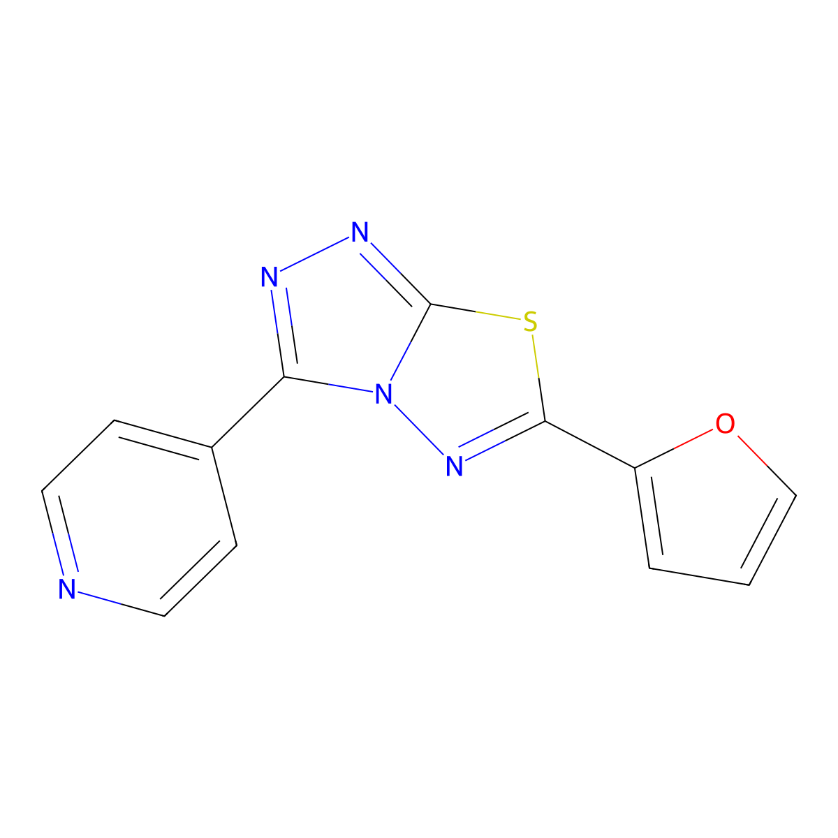 6-(2-Furyl)-3-(4-pyridinyl)[1,2,4]triazolo[3,4-b][1,3,4]thiadiazole molecular structure, CAS 143700-71-4
