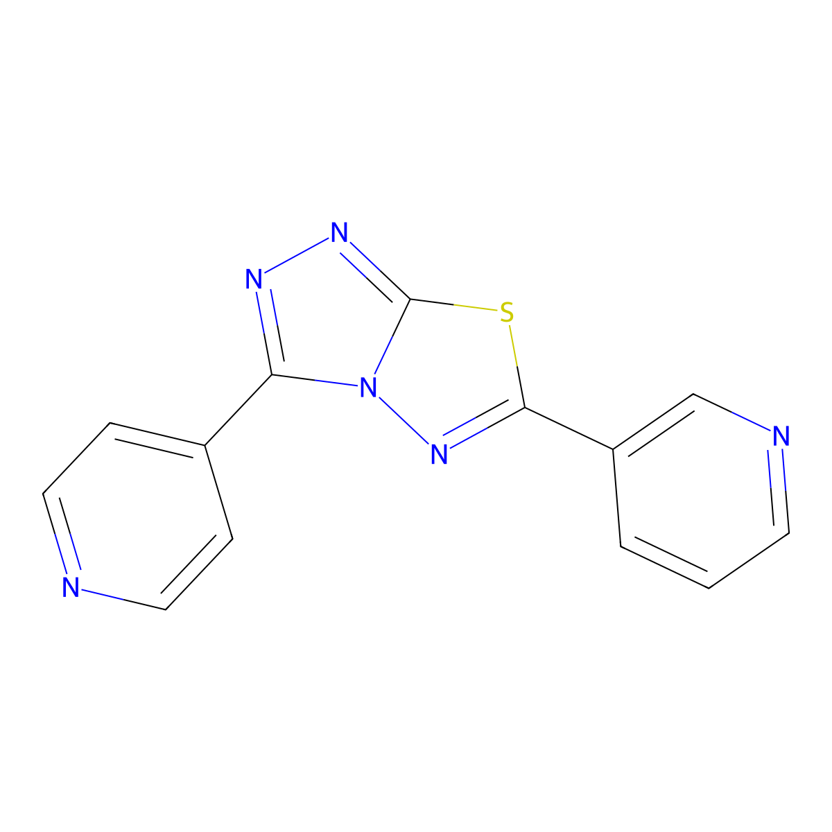 6-(3-Pyridinyl)-3-(4-pyridinyl)[1,2,4]triazolo[3,4-b][1,3,4]thiadiazole molecular structure, CAS 143700-72-5