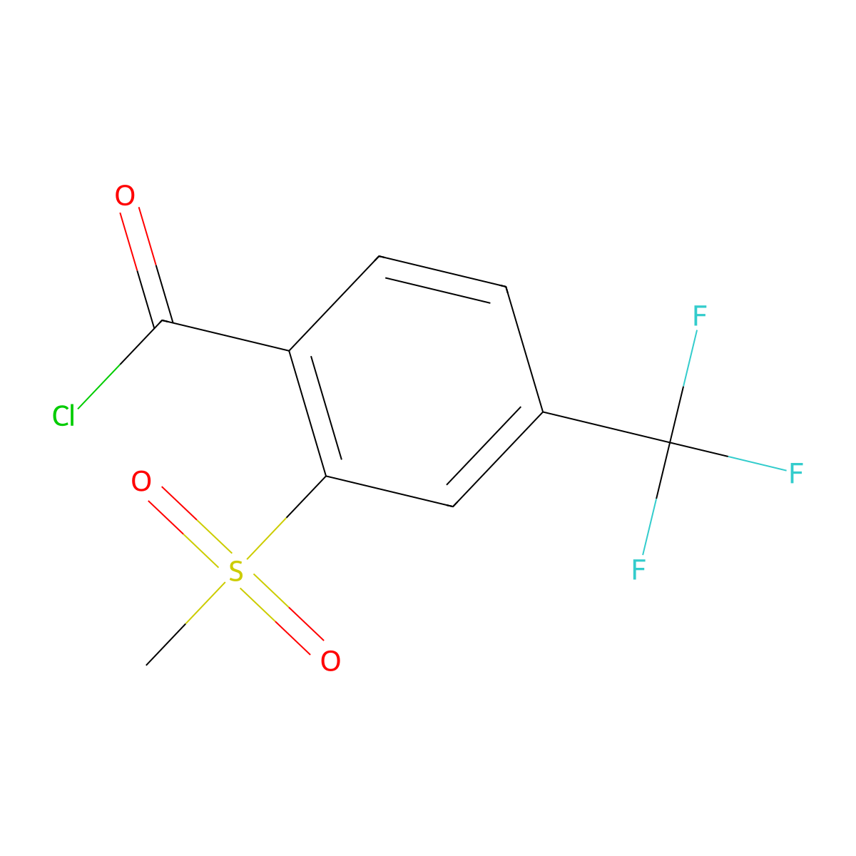 Benzoyl chloride, 2-(methylsulfonyl)-4-(trifluoromethyl)- molecular structure, CAS 143701-81-9