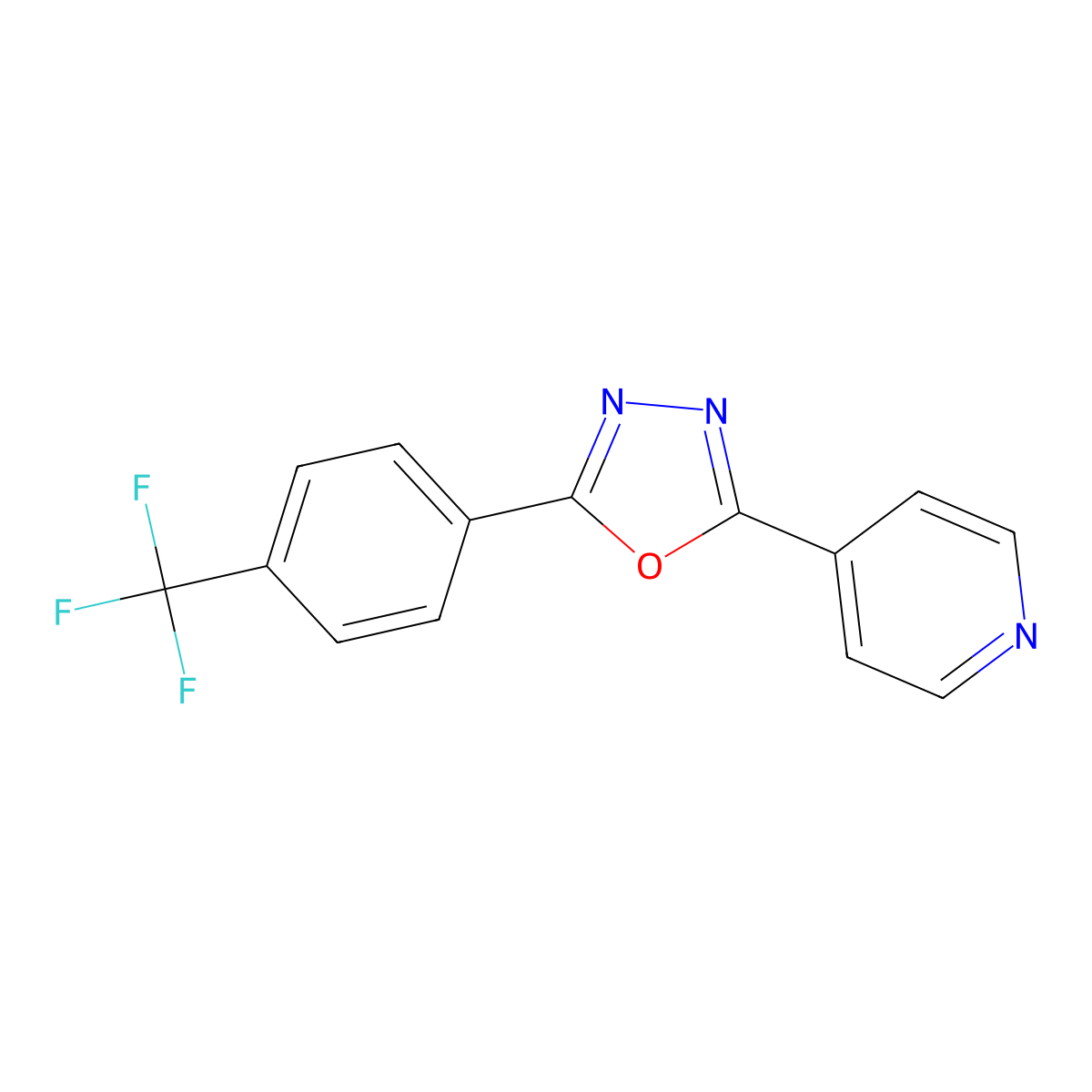 Pyridine, 4-[5-[4-(trifluoromethyl)phenyl]-1,3,4-oxadiazol-2-yl]- molecular structure, CAS 143703-84-8