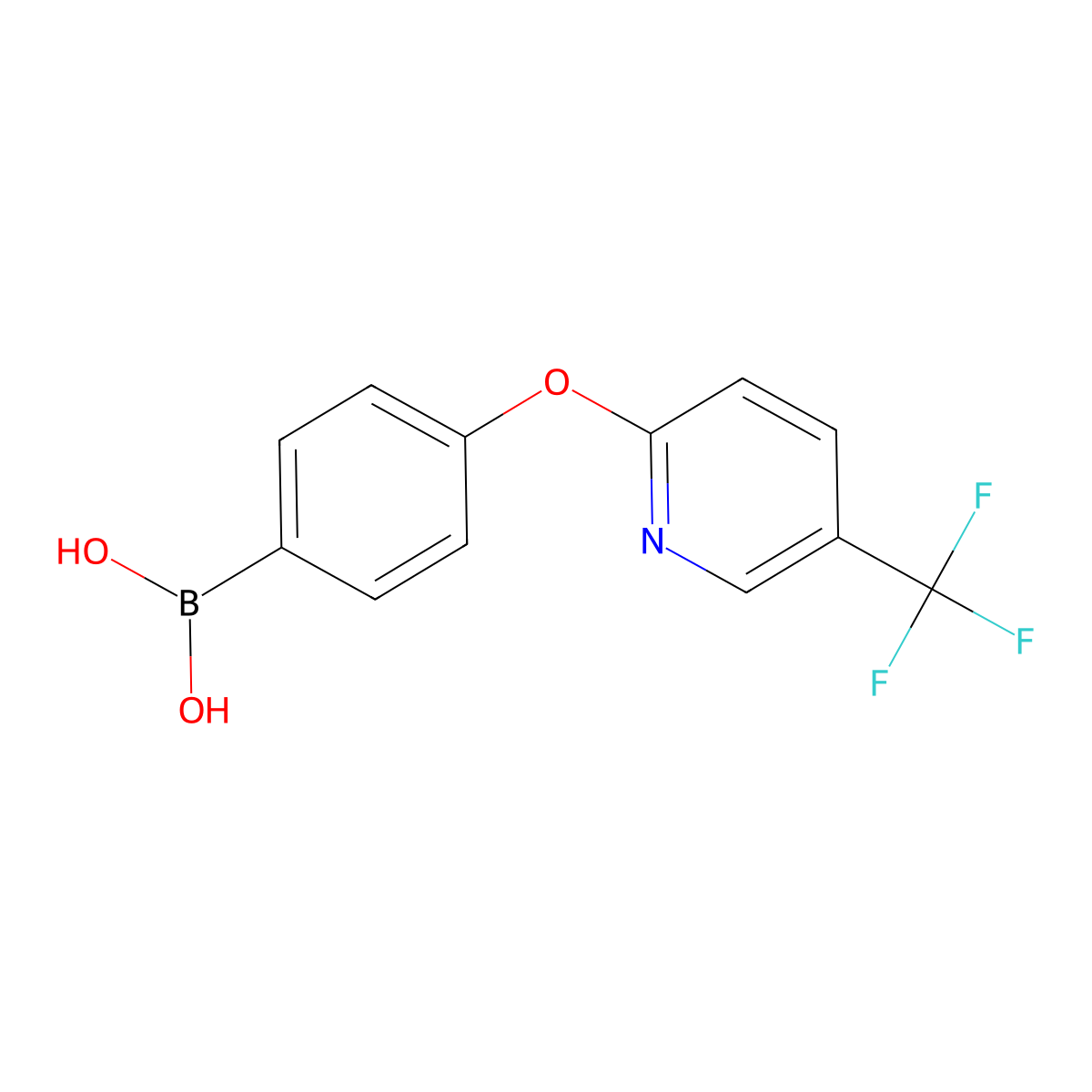 (4-{[5-(Trifluoromethyl)pyridin-2-yl]oxy}phenyl)boronic acid molecular structure, CAS 1437035-09-0