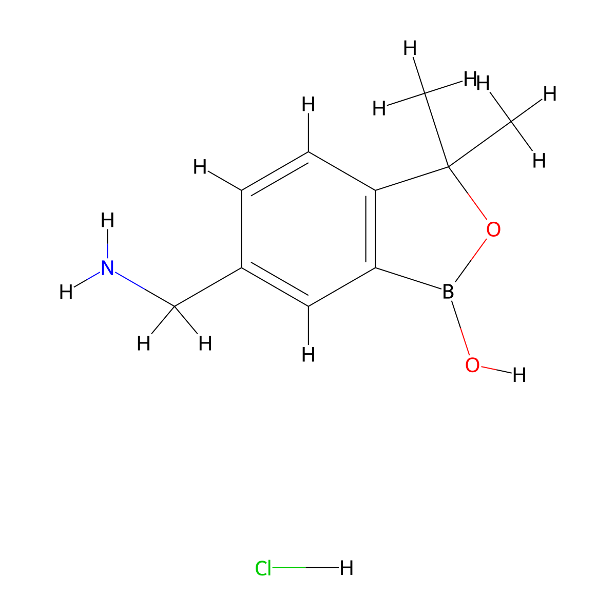 6-(aminomethyl)-3,3-dimethylbenzo[c][1,2]oxaborol-1(3H)-ol hydrochloride molecular structure, CAS 1437051-68-7
