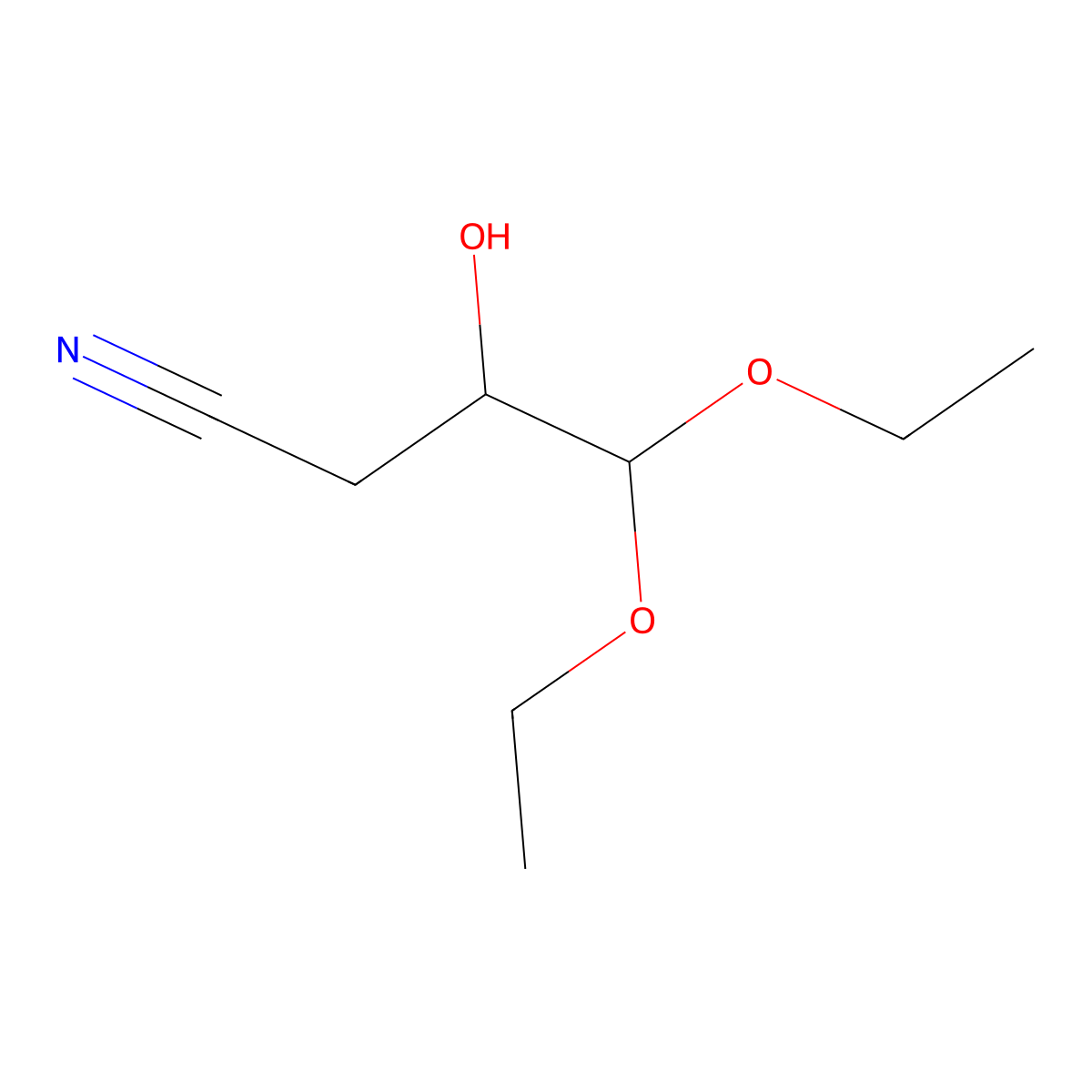 4,4-Diethoxy-3-hydroxybutanenitrile molecular structure, CAS 143706-30-3