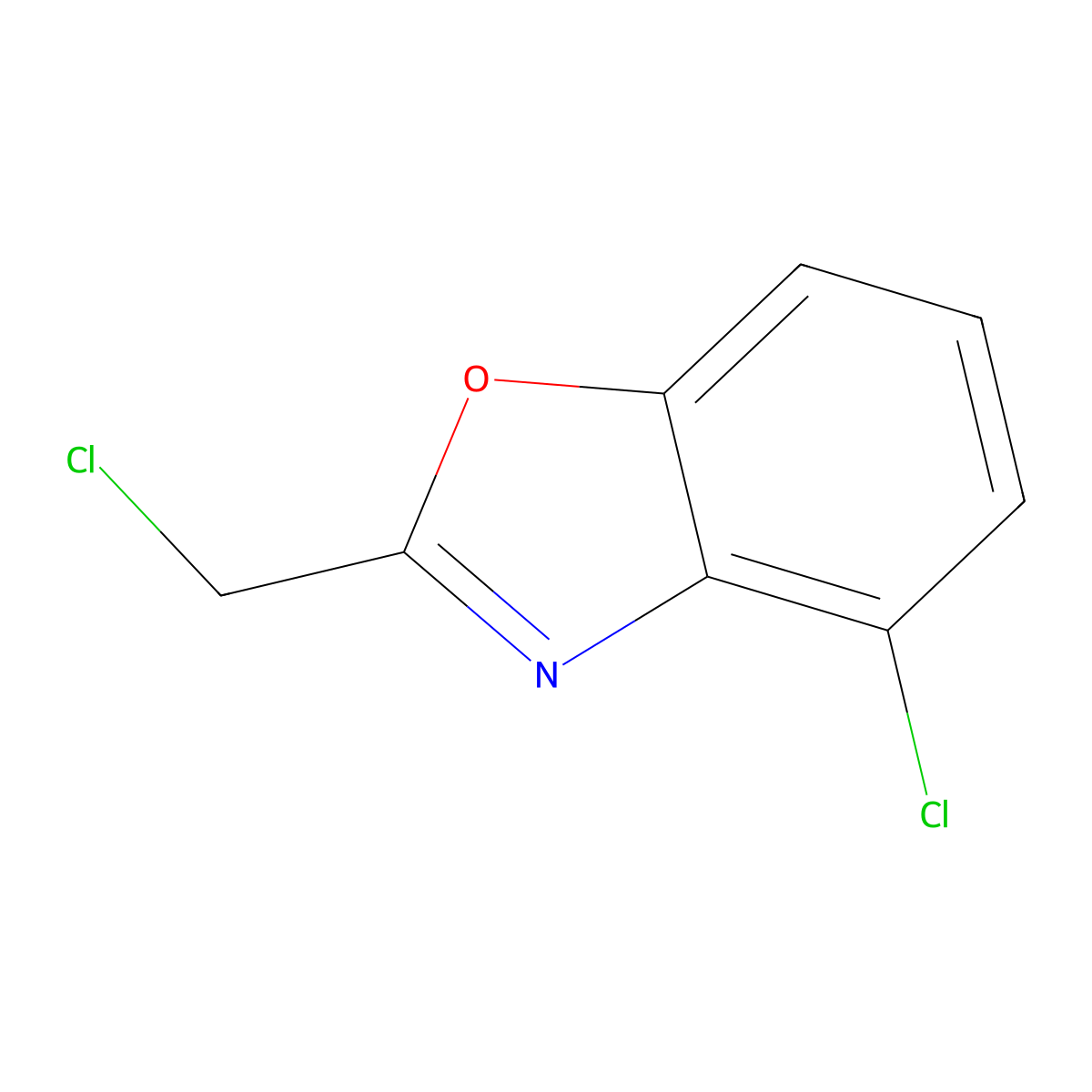 4-Chloro-2-(chloromethyl)-1,3-benzoxazole molecular structure, CAS 143708-34-3