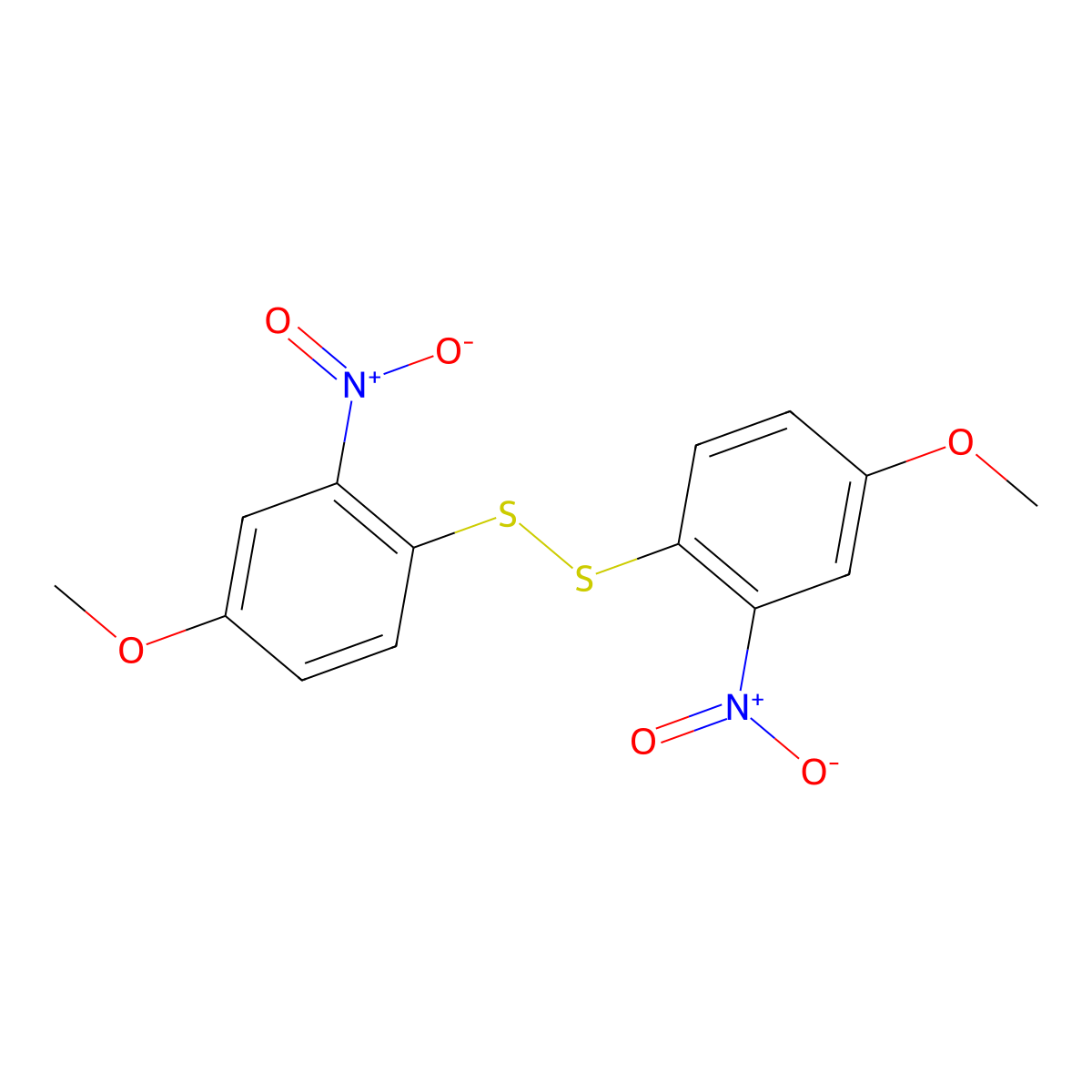 Disulfide, bis(4-methoxy-2-nitrophenyl) molecular structure, CAS 14371-84-7