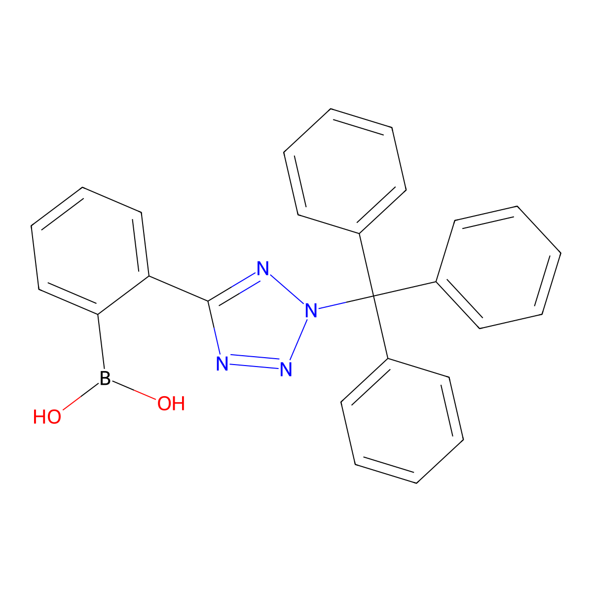 [2-[2-(Triphenylmethyl)-2H-tetrazol-5-yl]phenyl]boronic acid molecular structure, CAS 143722-25-2